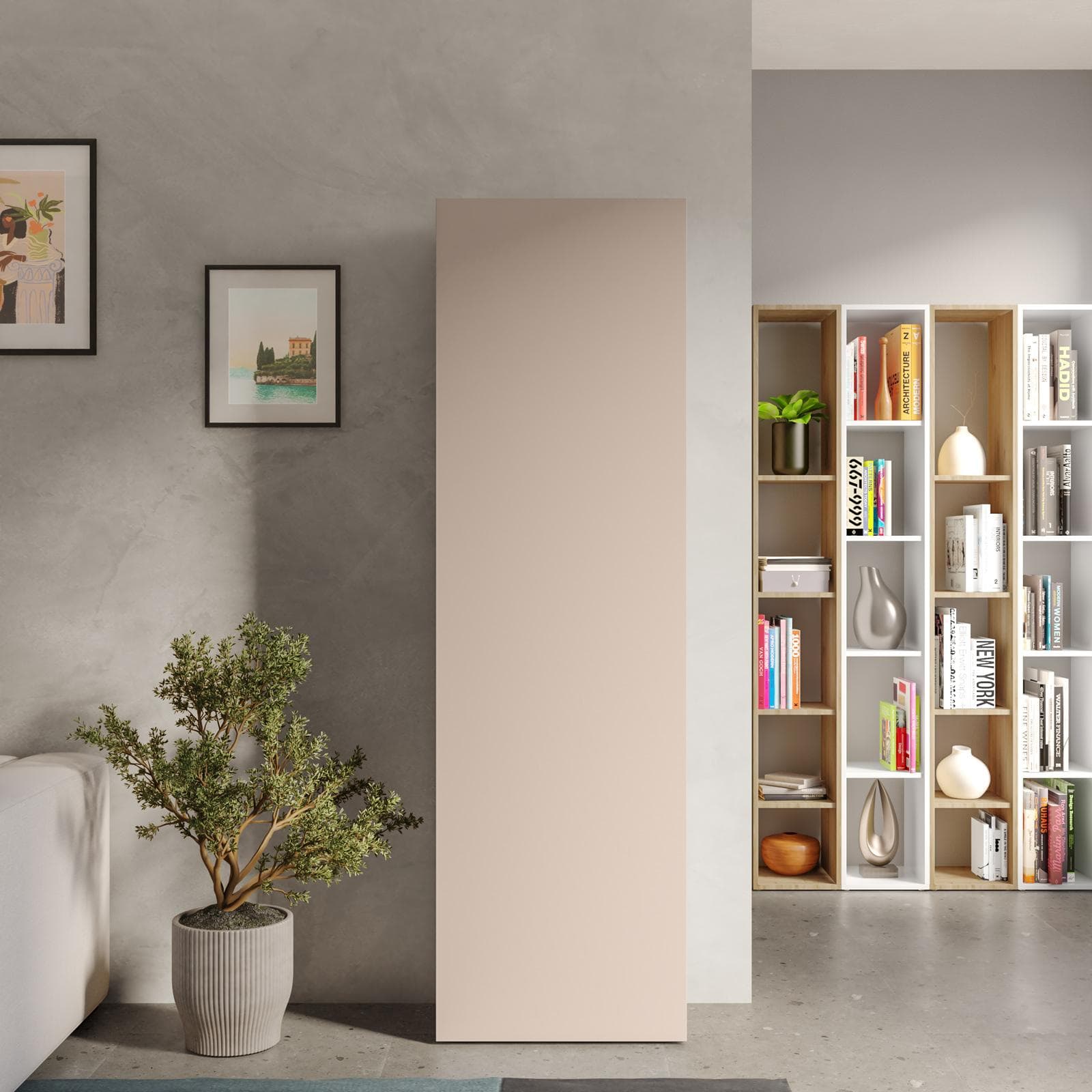 Colonna multiuso 54x185h cm cashmere con anta reversibile - Clary