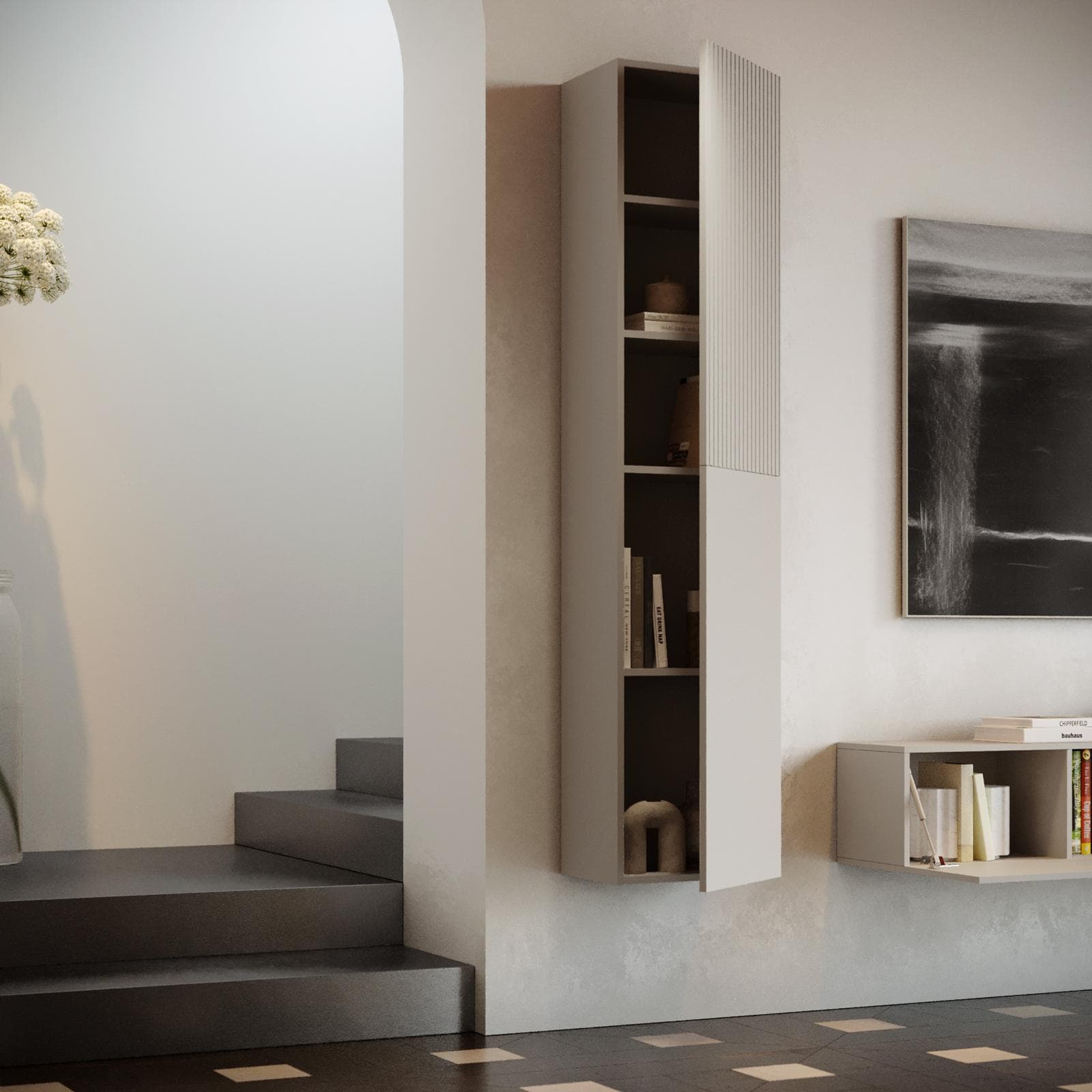 Colonna sospesa 40x180h cashmere cannettato con 2 ante - Ingrid