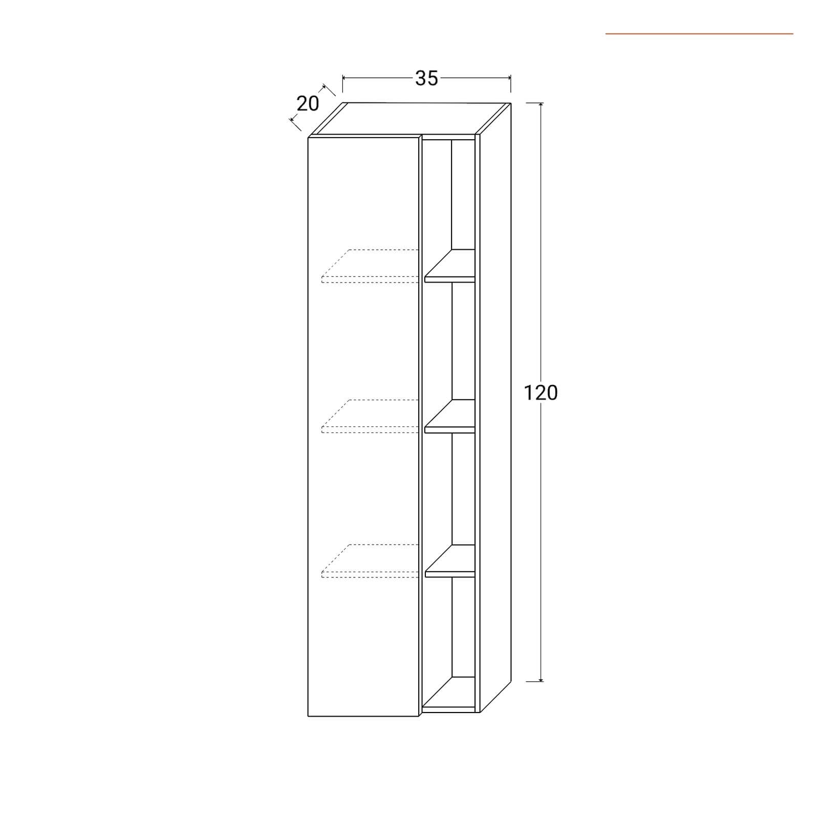 Colonna sospesa da bagno 35x120 cm legno noce nativo - Caledonia