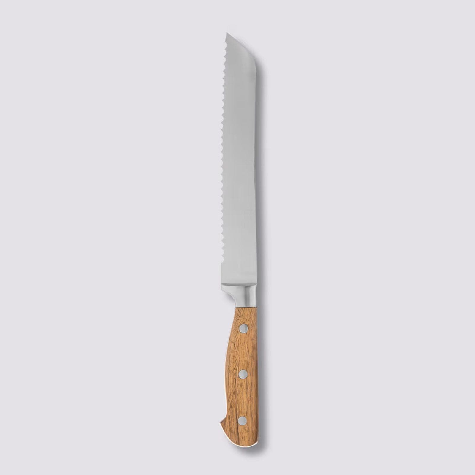 Coltello professionale 34h cm da pane in acciaio inox e legno di acacia naturale - Tytan