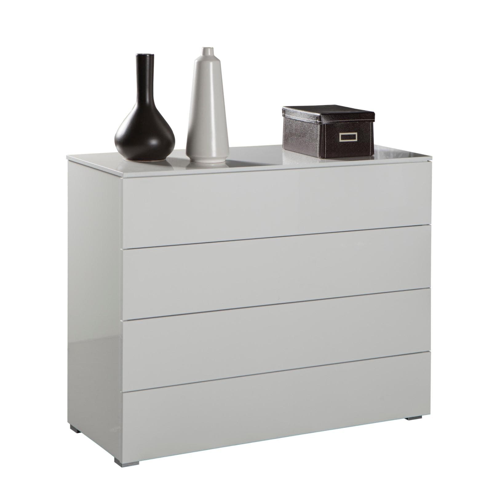 Cassettiera 108x85h cm con 4 cassetti bianco lucido - Reina