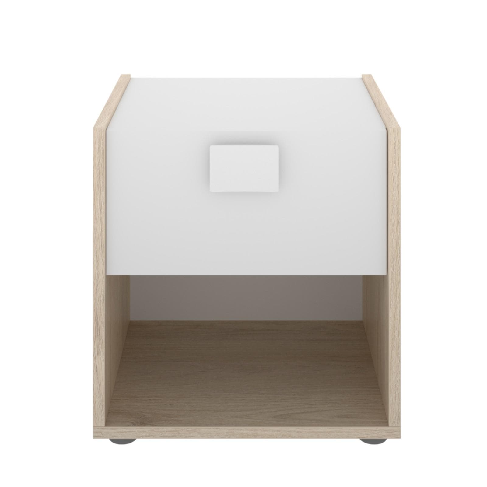 Comodino 40x42 h cm in legno bianco e naturale con cassetto - Dinasty