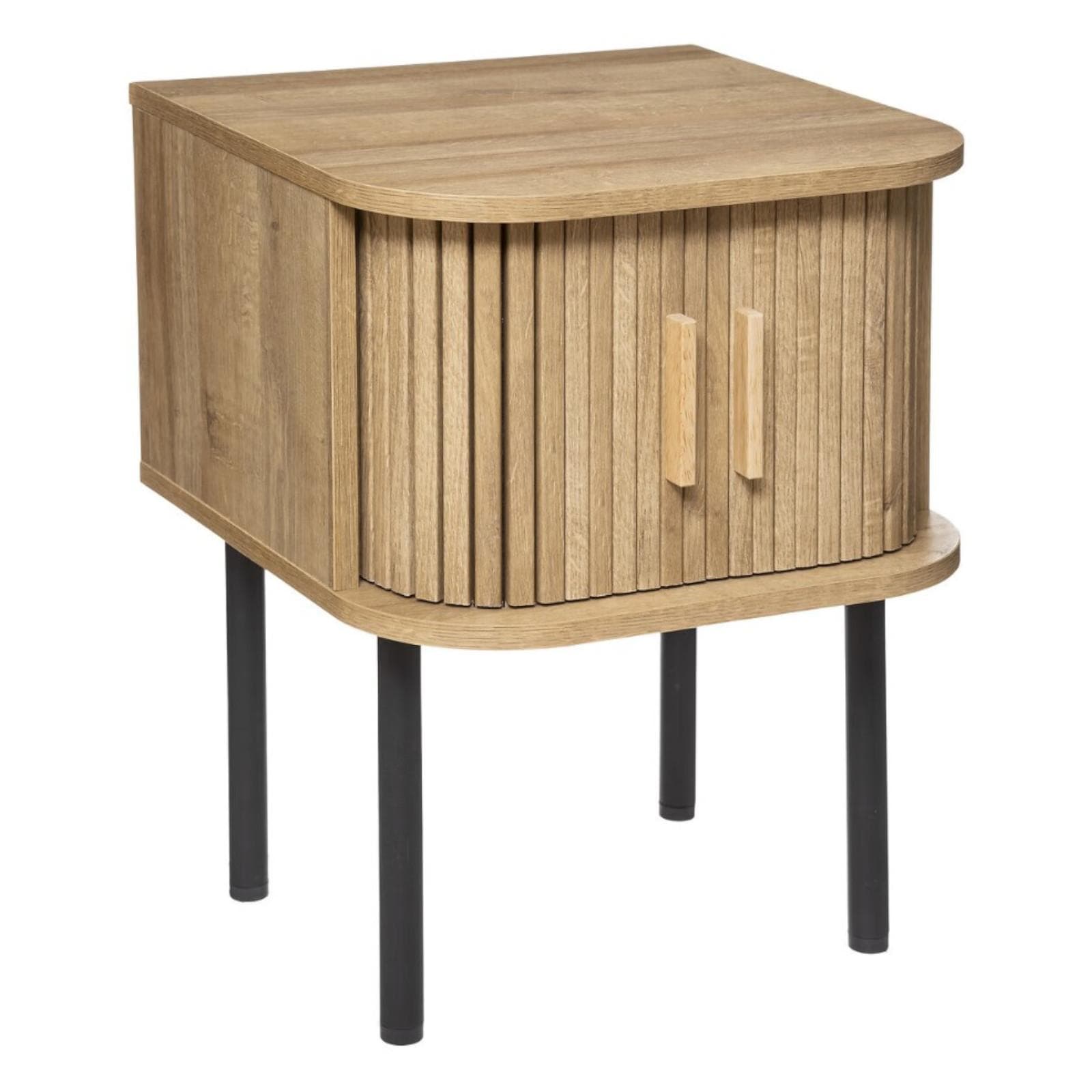 Comodino 40x40 cm con 2 ante in legno cannettato - Dhana