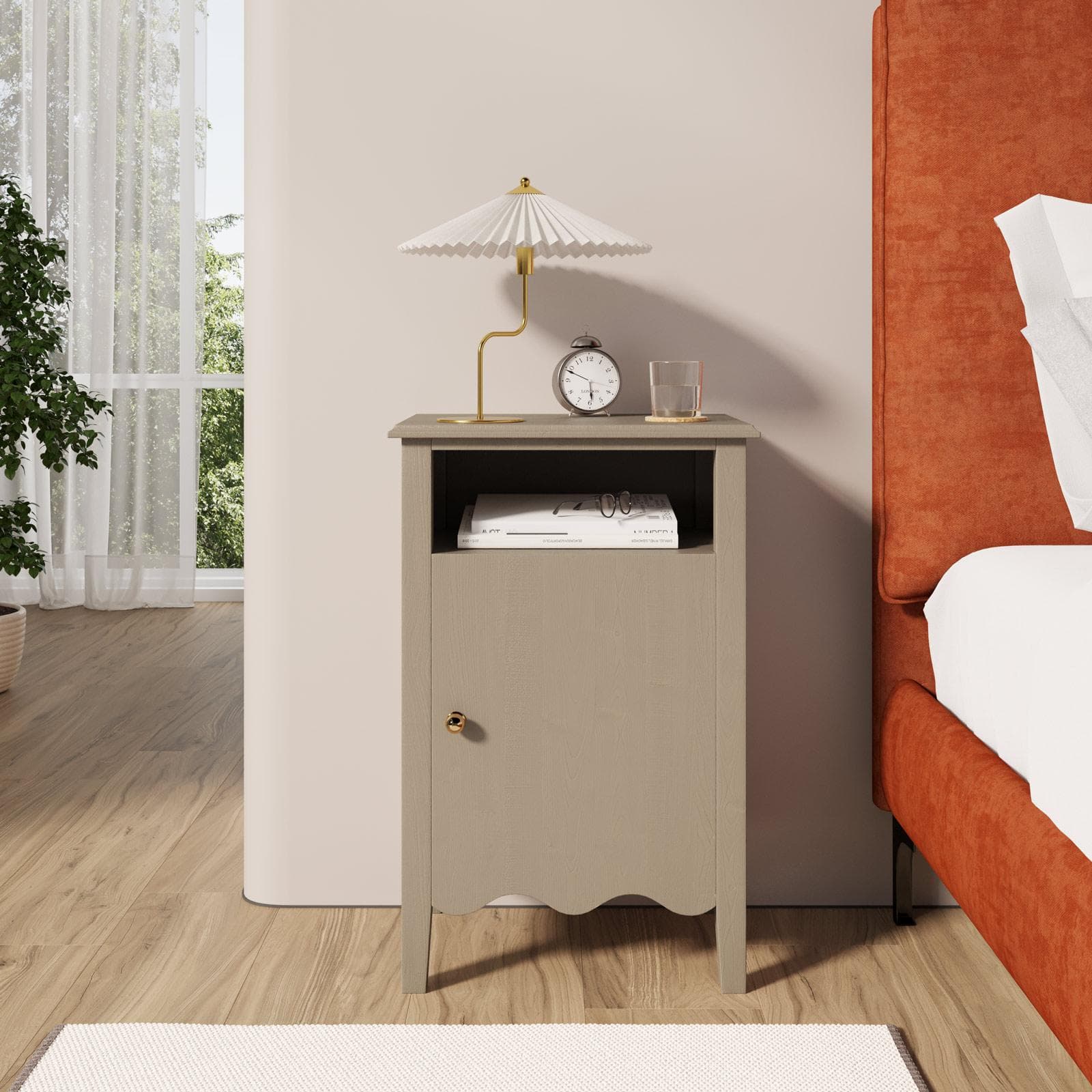 Comodino 43x66h cm tortora con 1 anta - Jasi