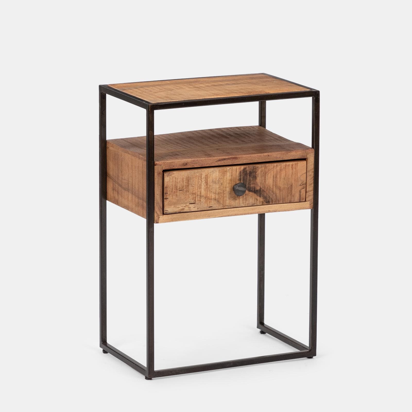 Comodino 44x30 cm in legno di acacia con cassetto - Freia Acacia