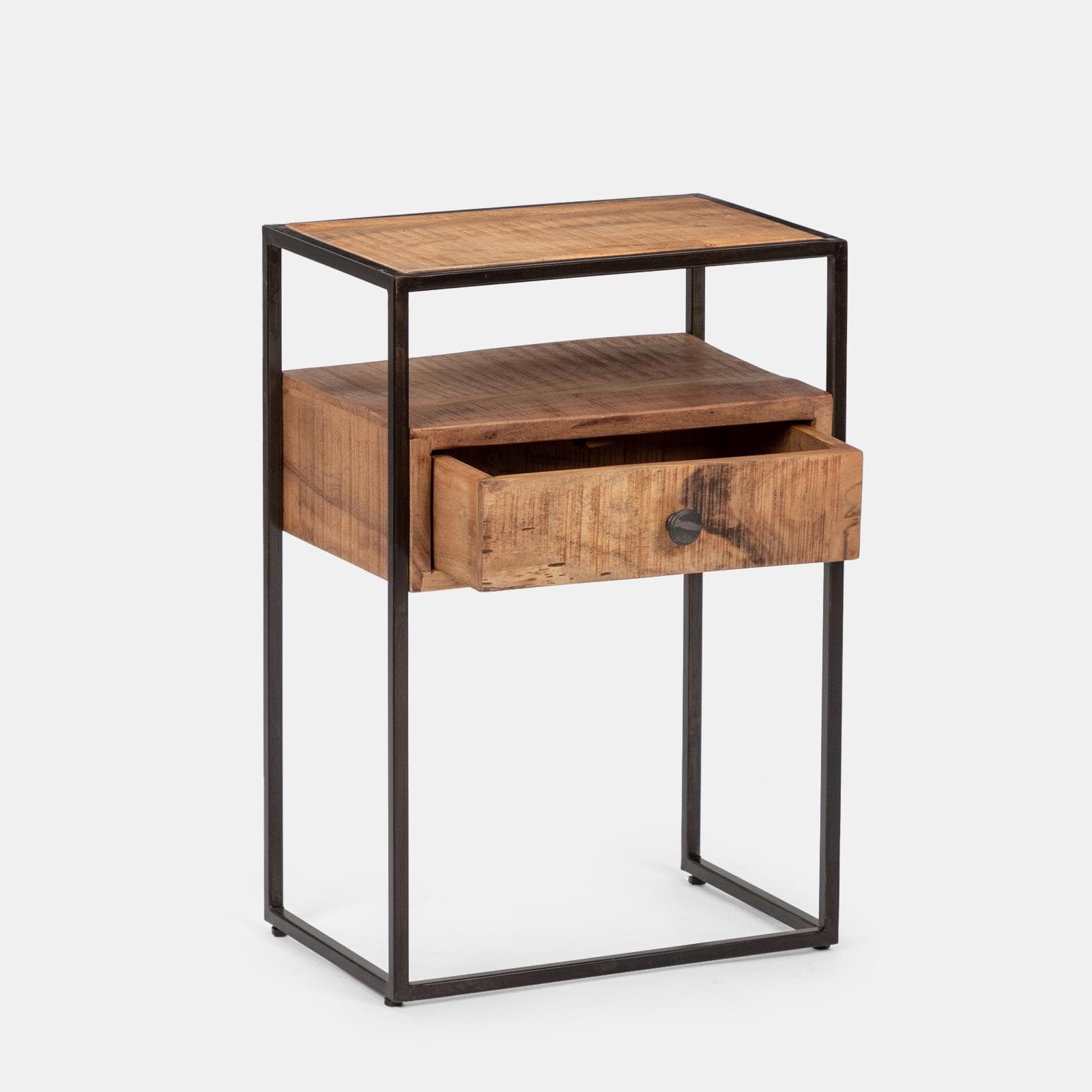 Comodino 44x30 cm in legno di acacia con cassetto - Freia Acacia