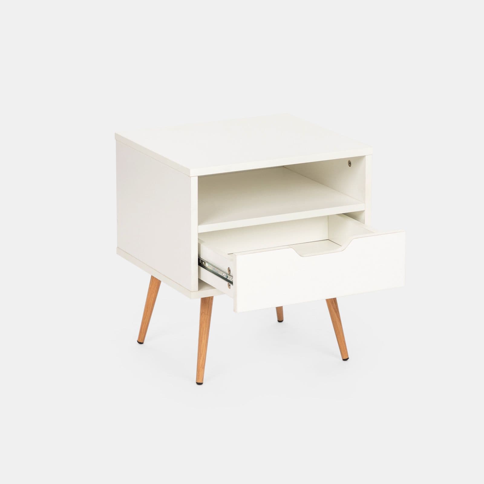 Comodino 45x40 cm in legno bianco lucido - Zylar