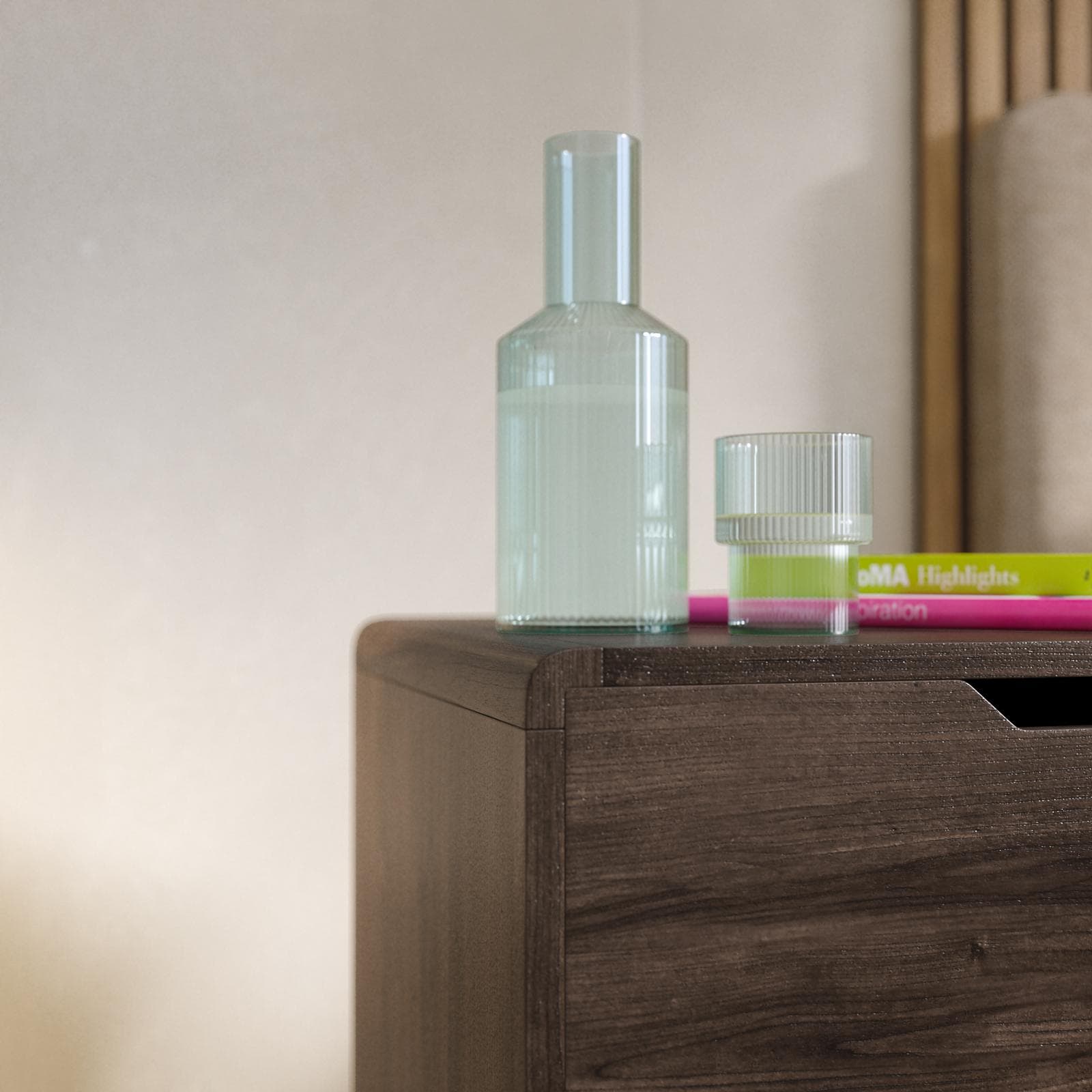 Comodino 45x55h cm in legno rovere kover con 2 cassetti - Ember
