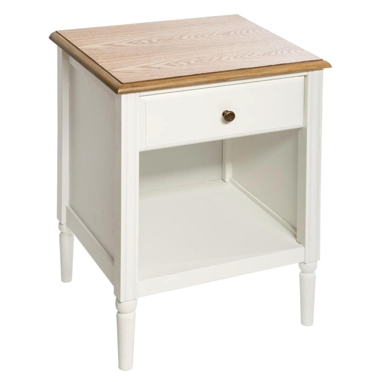 Comodino 45x60h cm in legno bianco e naturale con 1 cassetto - Avenue