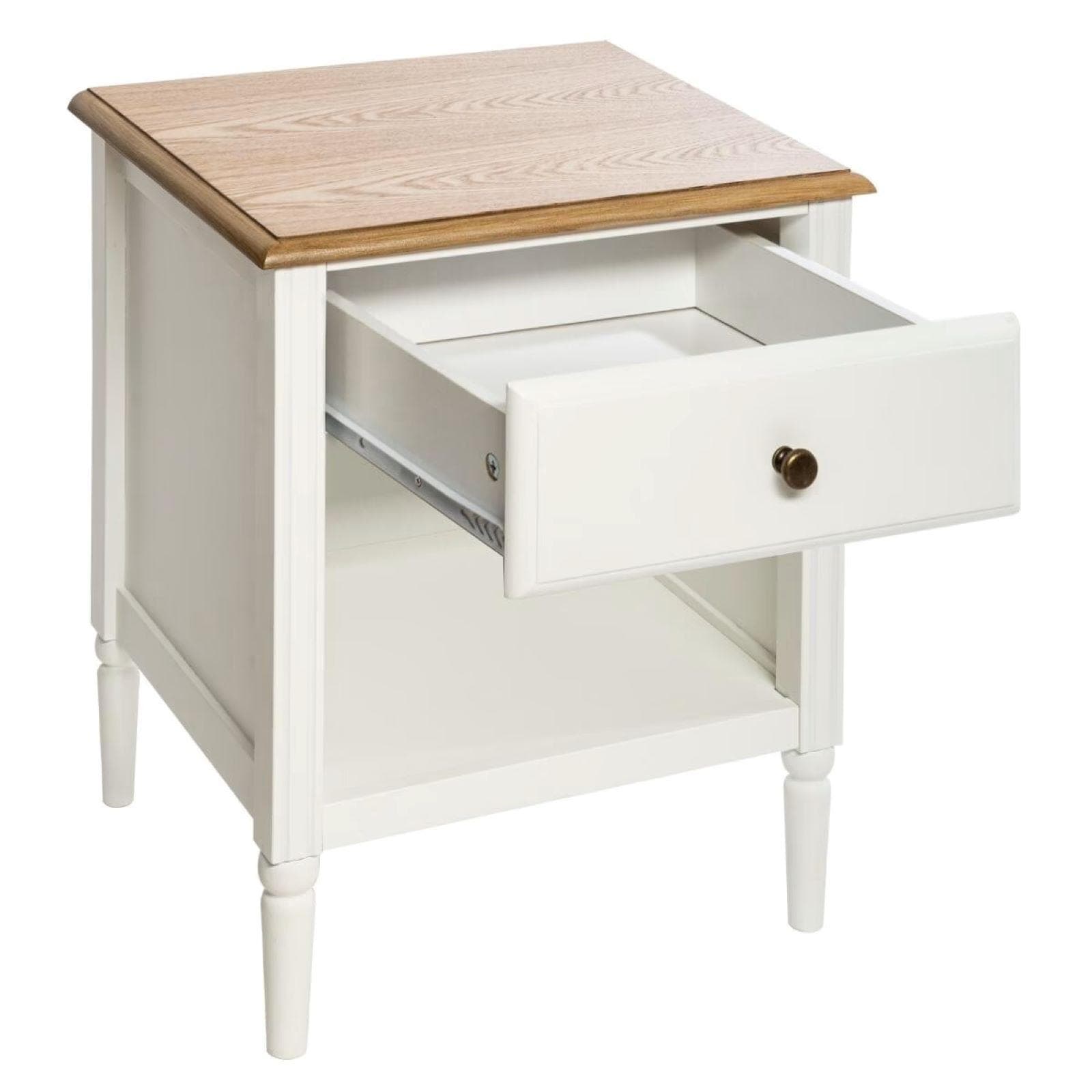 Comodino 45x60h cm in legno bianco e naturale con 1 cassetto - Avenue