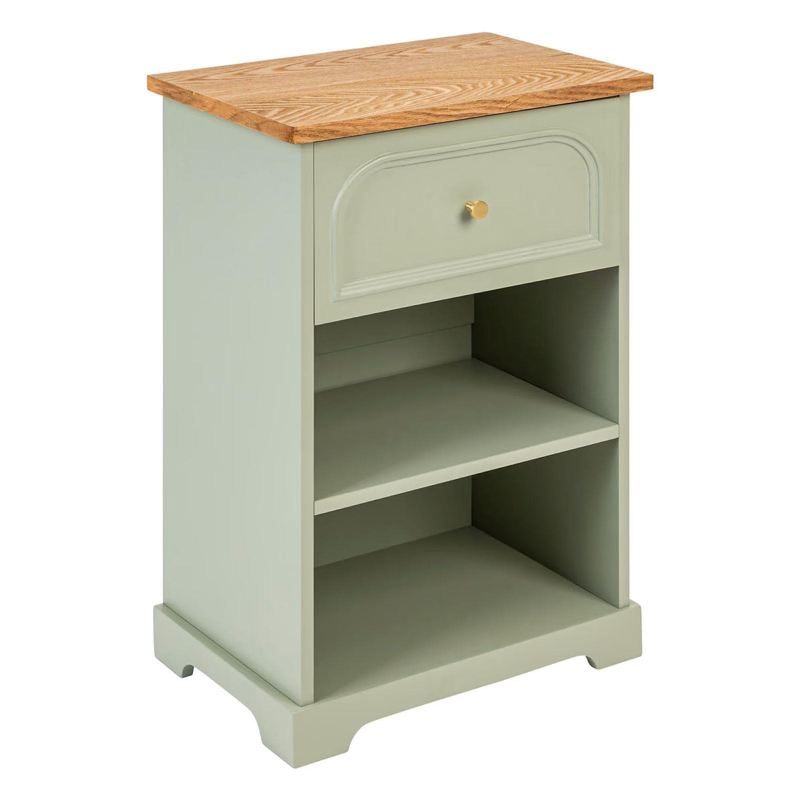 Comodino 45x67h cm in legno verde e naturale con 1 cassetto soft close - Charlotte