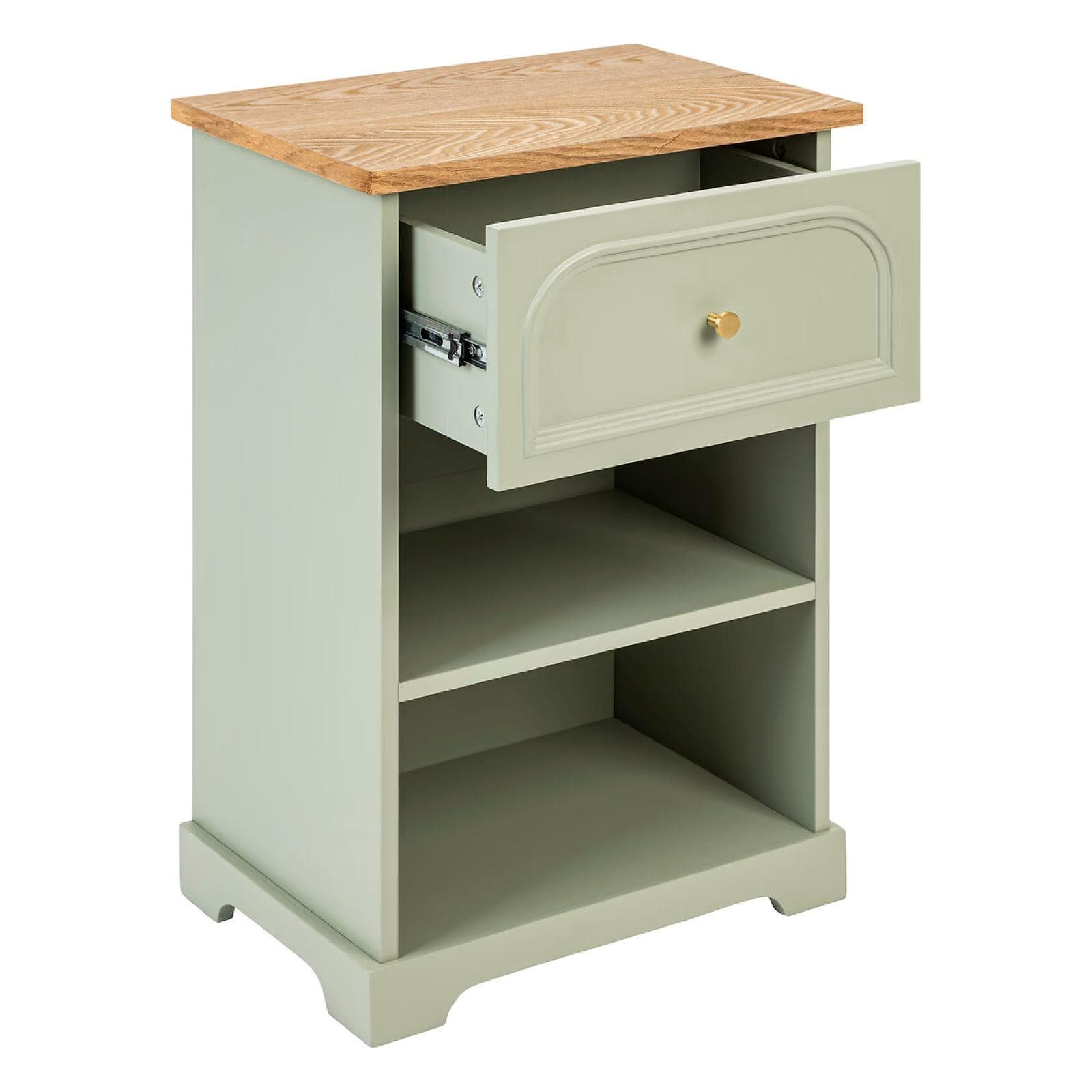 Comodino 45x67h cm in legno verde e naturale con 1 cassetto soft close - Charlotte