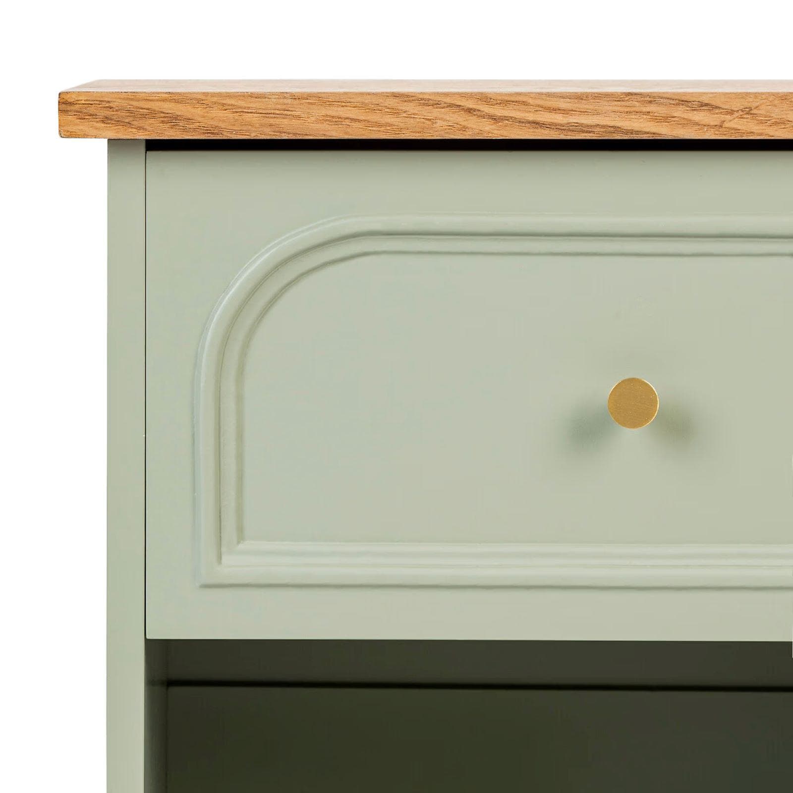 Comodino 45x67h cm in legno verde e naturale con 1 cassetto soft close - Charlotte