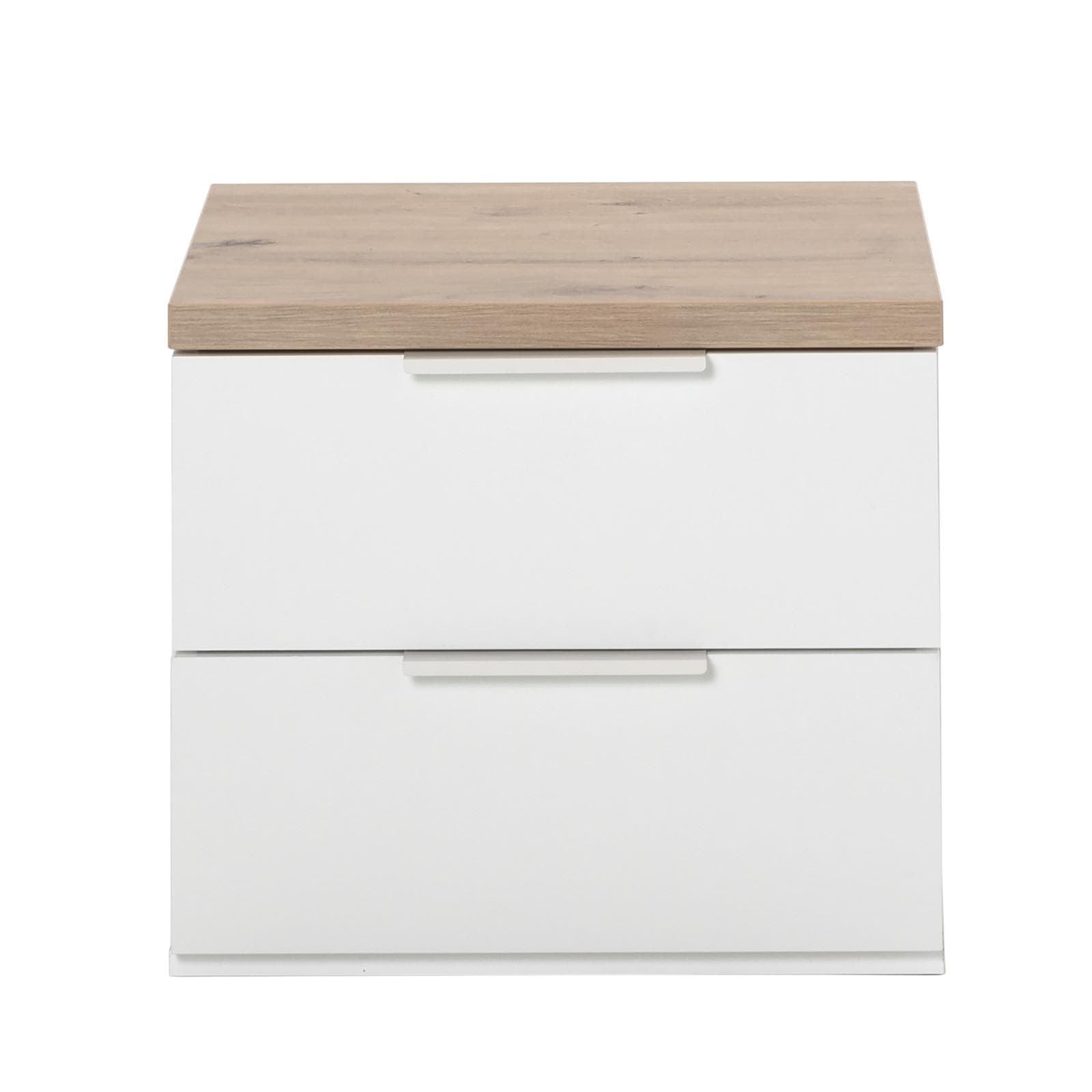 Comodino 49x45h cm con due cassetti in rovere e bianco lucido - Boras night