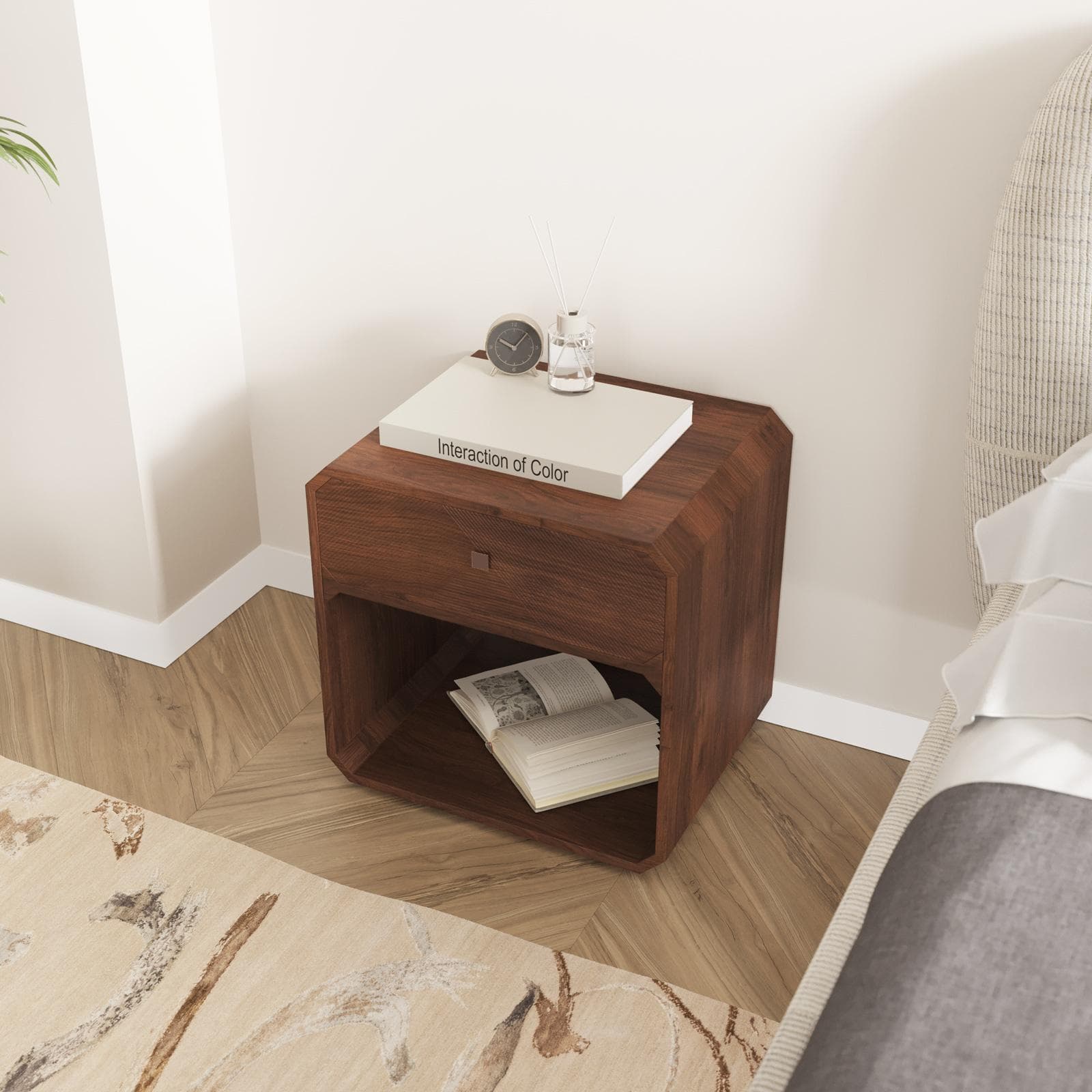 LIALME COMODINO L 50 X H 50 X P 40 CM MANGO MIELE SCURO