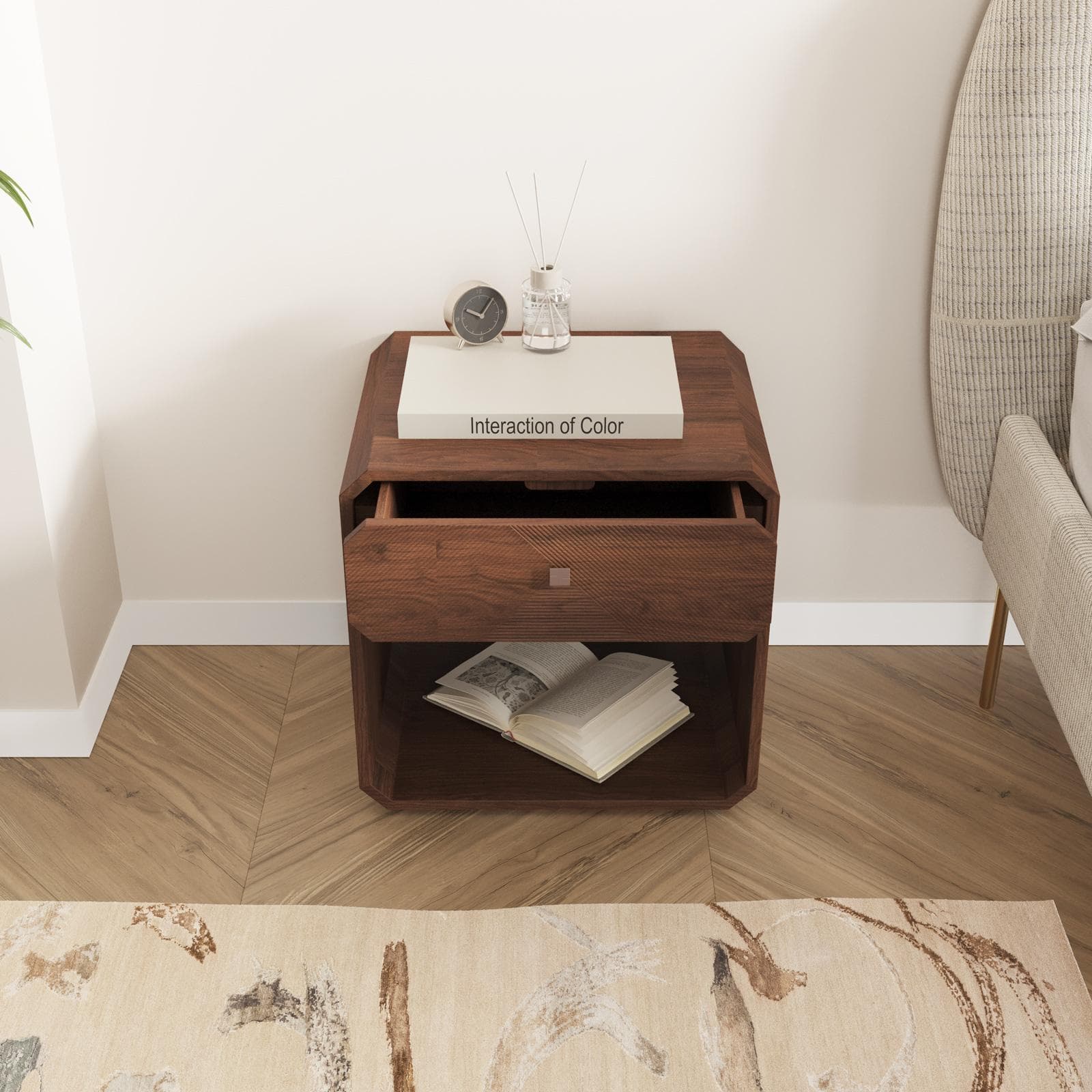 LIALME COMODINO L 50 X H 50 X P 40 CM MANGO MIELE SCURO