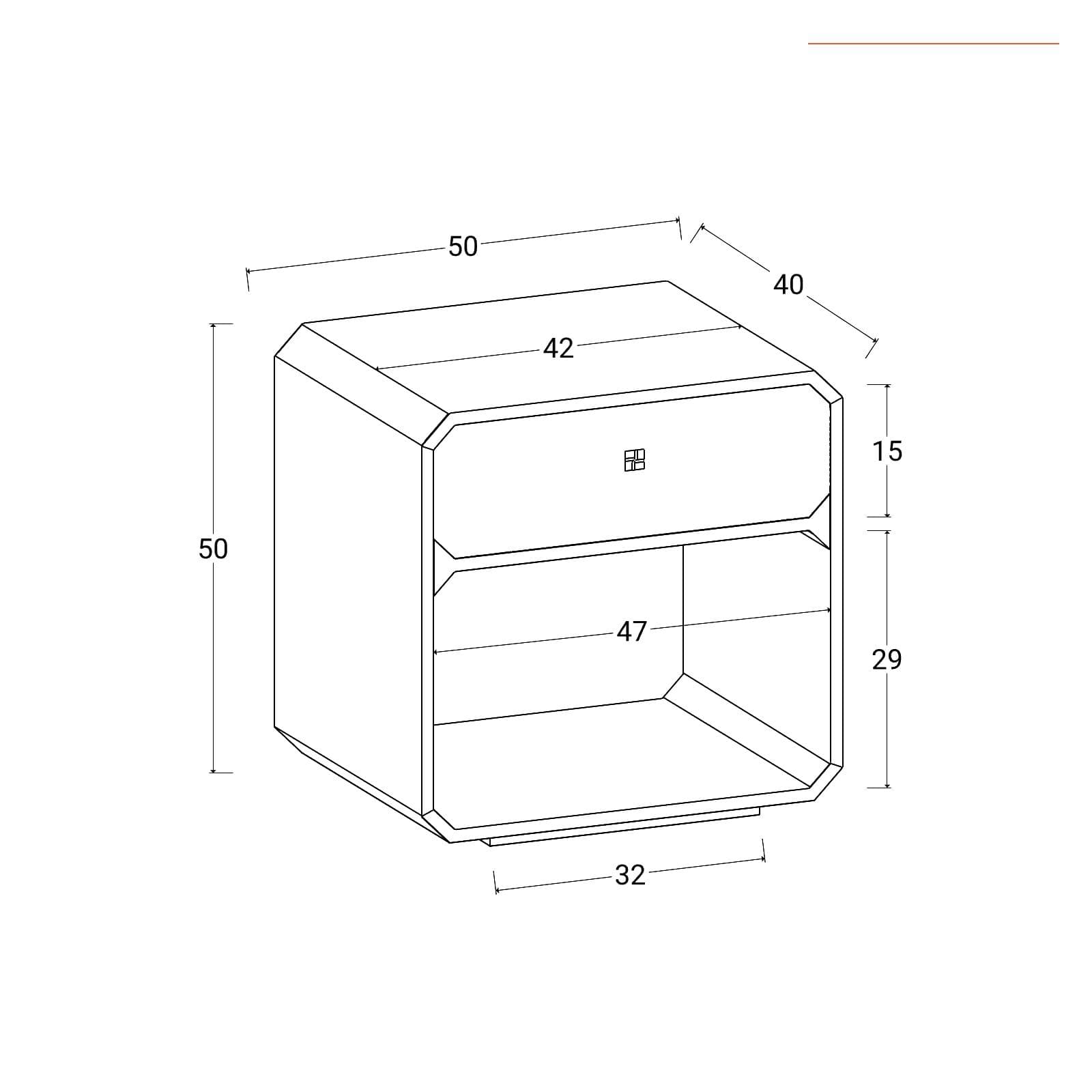 LIALME COMODINO L 50 X H 50 X P 40 CM MANGO MIELE SCURO