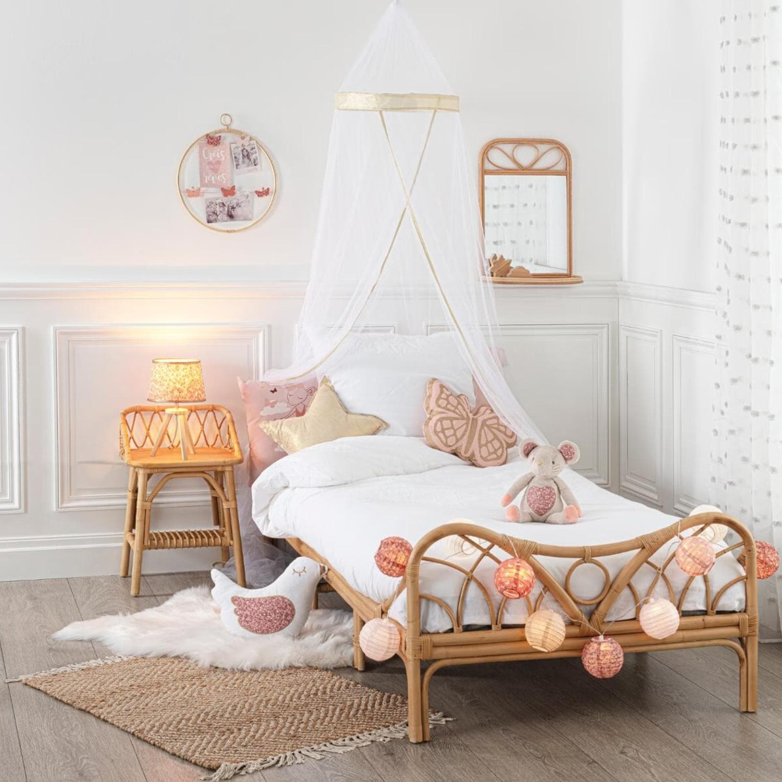 Comodino per bambini 37x56h cm in legno rattan naturale - Rattantouille