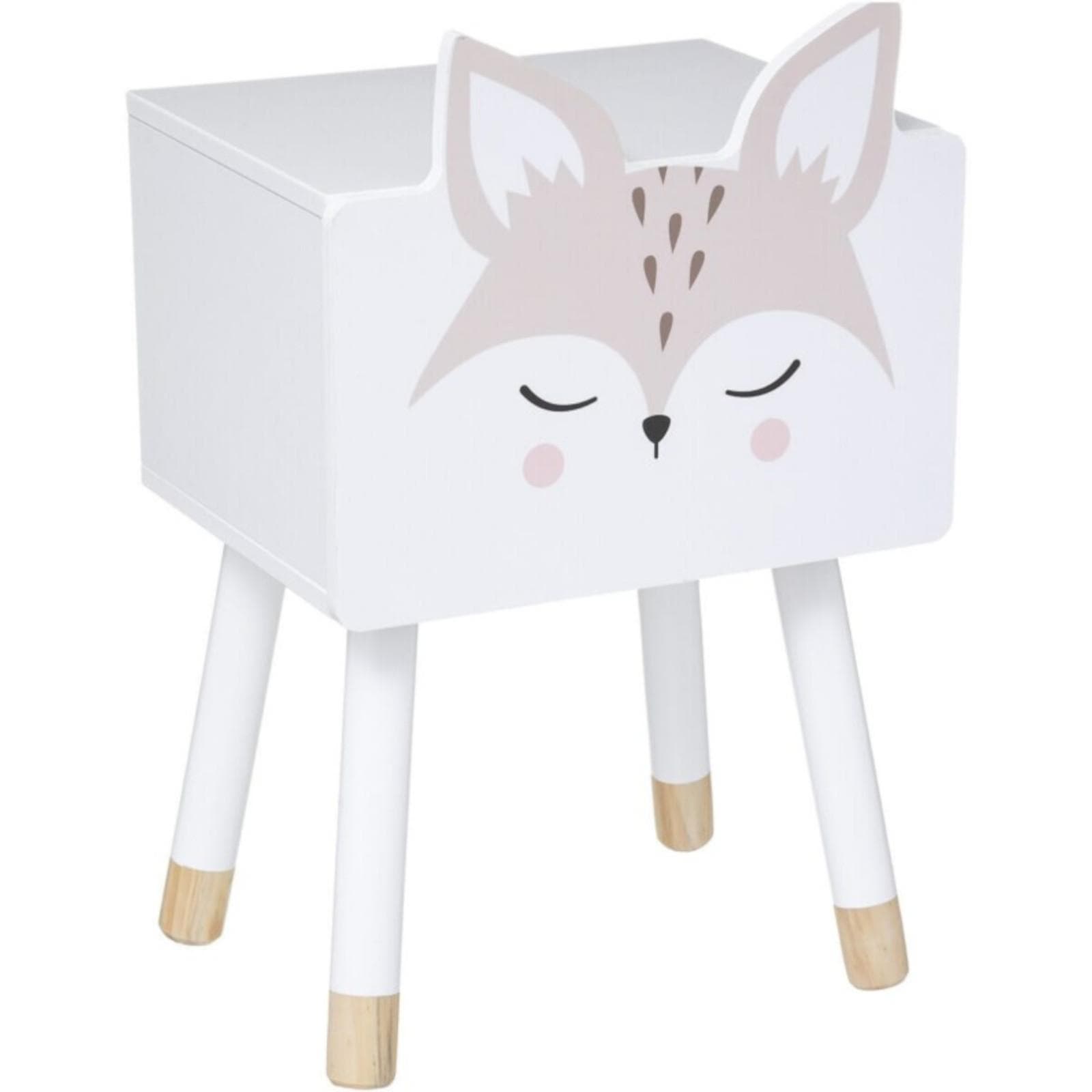 Comodino volpe per bambini 34x53h cm legno bianco - Leery
