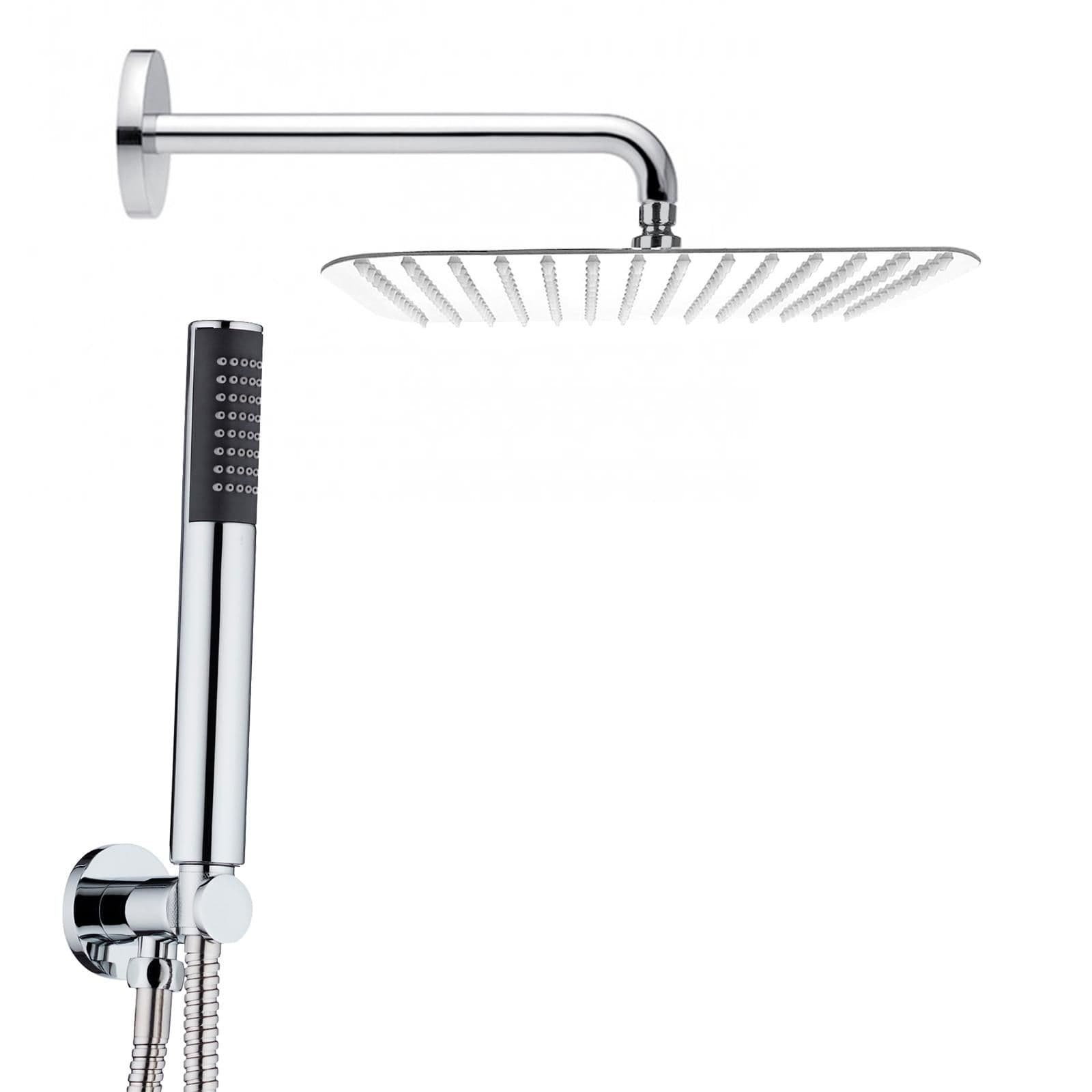Composizione doccia con braccio 28 cm, soffione 25x15 e doccino con flessibile