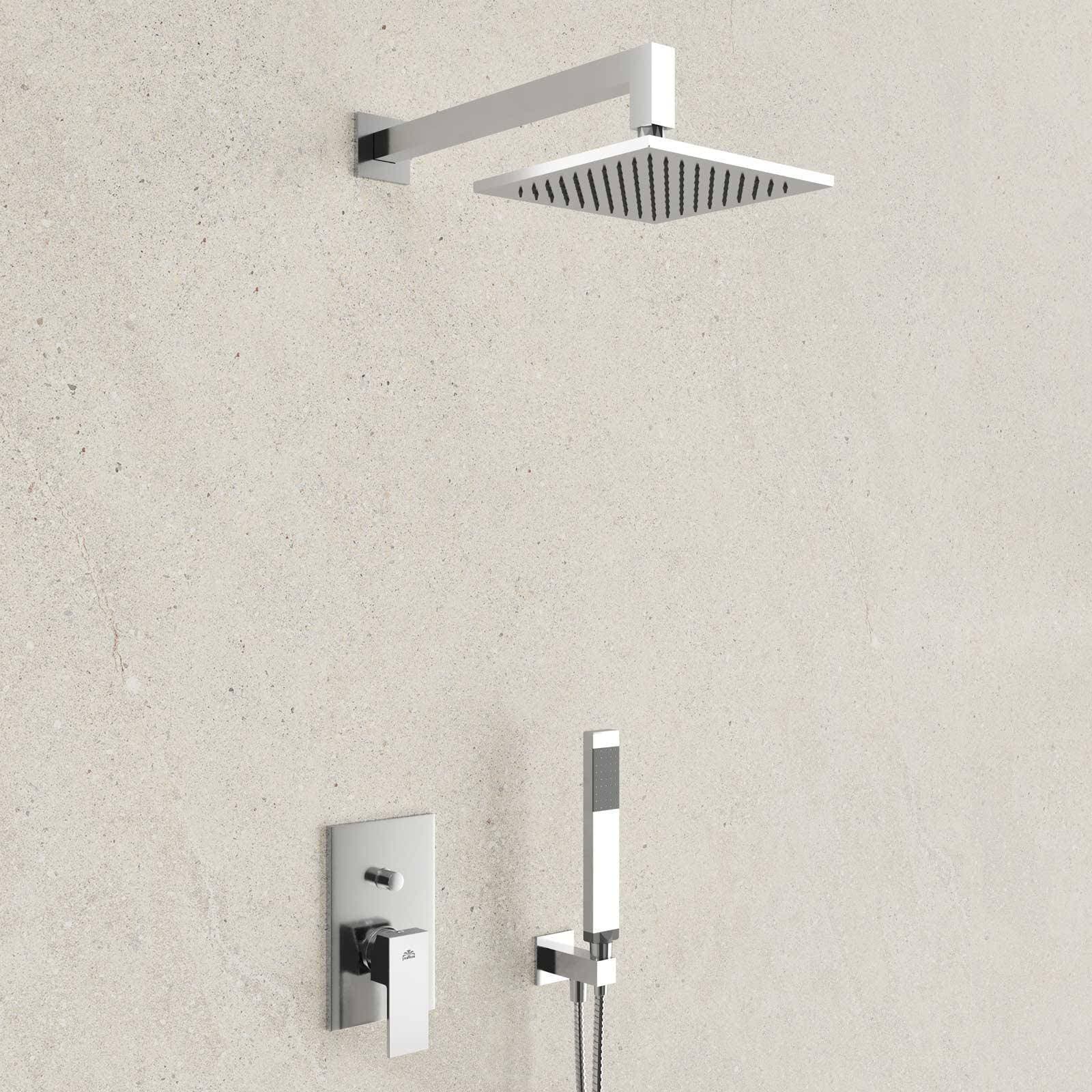 Composizione doccia design Paffoni con braccio, soffione, doccetta e miscelatore con deviatore