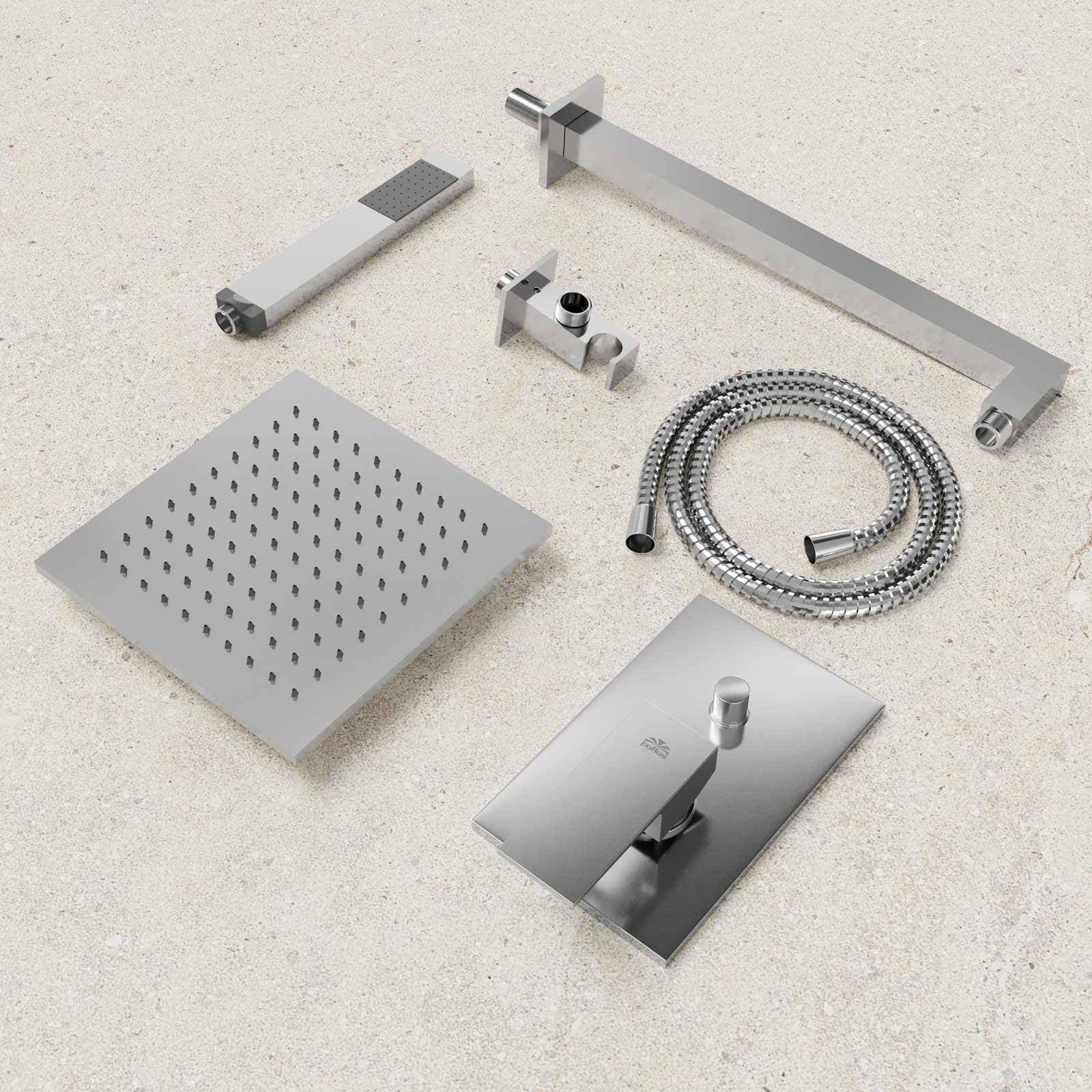 Composizione doccia design Paffoni con braccio, soffione, doccetta e miscelatore con deviatore