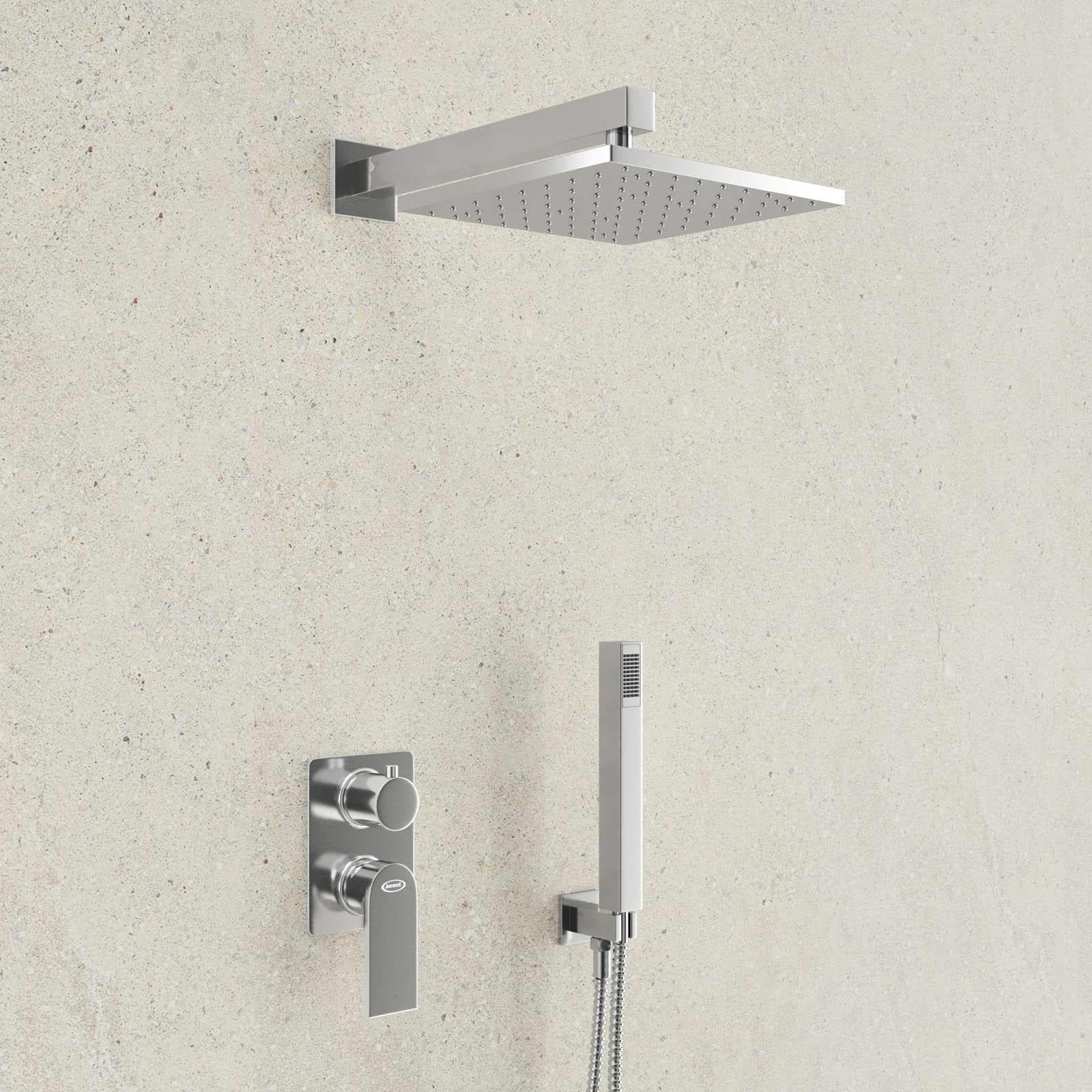 Composizione doccia JACUZZI Rubinetteria Plaza con braccio soffione doccetta e miscelatore