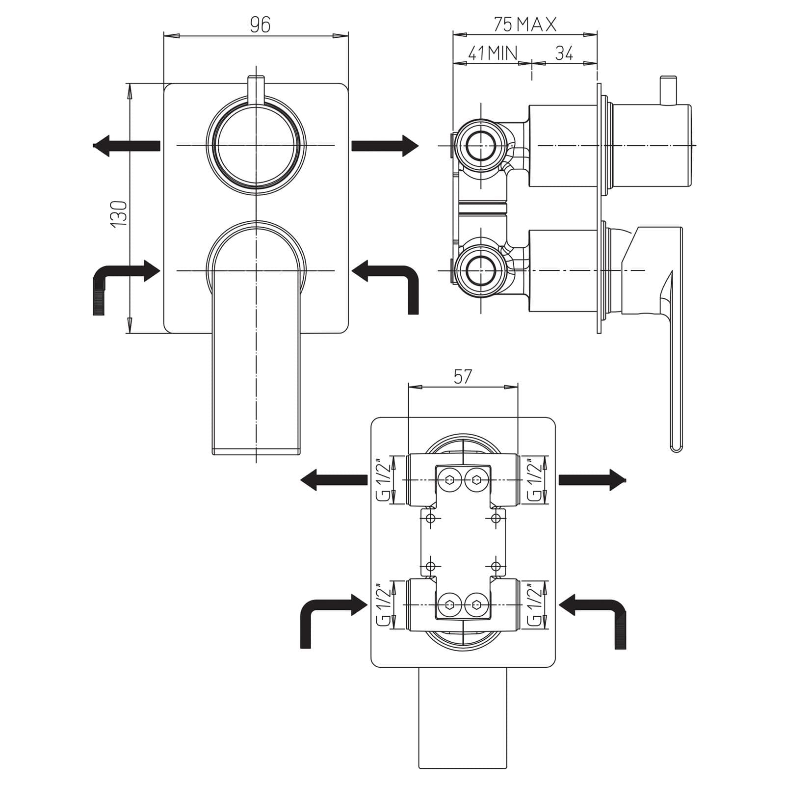 Composizione doccia JACUZZI Rubinetteria Plaza con braccio soffione doccetta e miscelatore