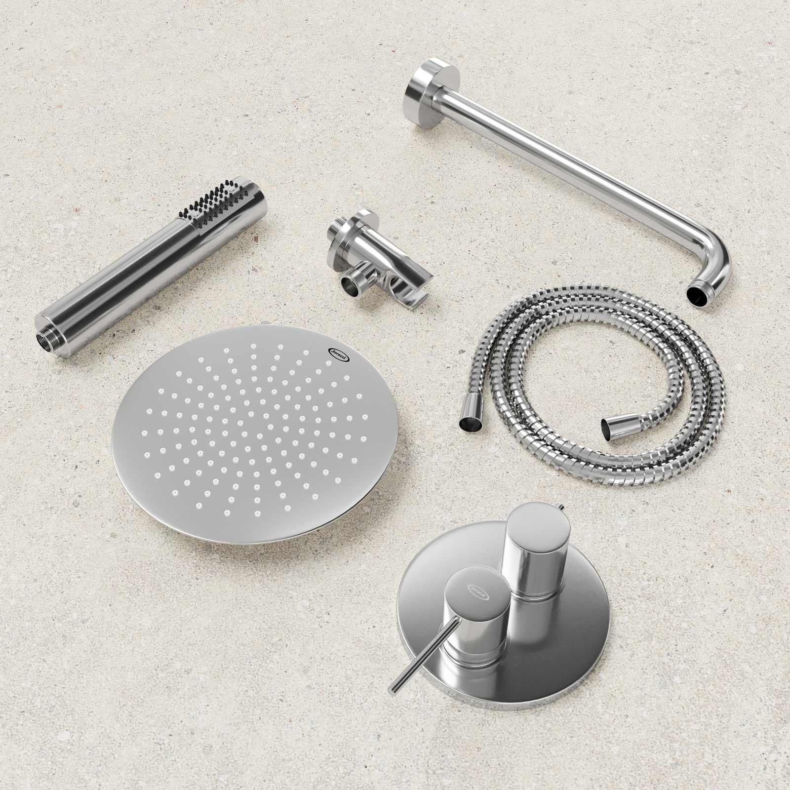 Composizione doccia Jacuzzi - Rubinetteria Gun con braccio soffione doccetta e miscelatore con deviatore