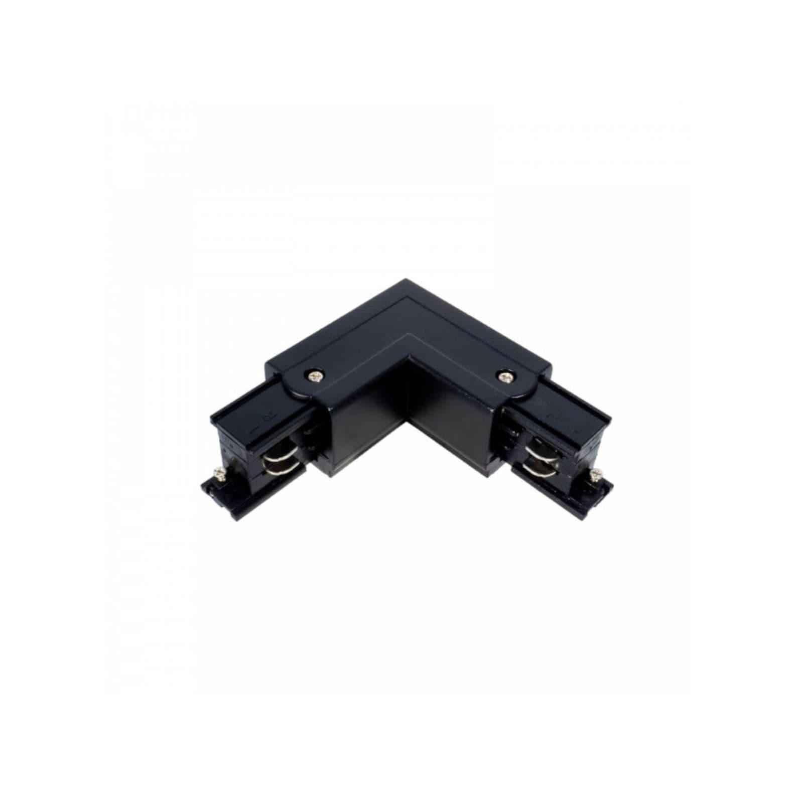 Connettore a L sinistro per binario guida trifase in alluminio nero - Radius