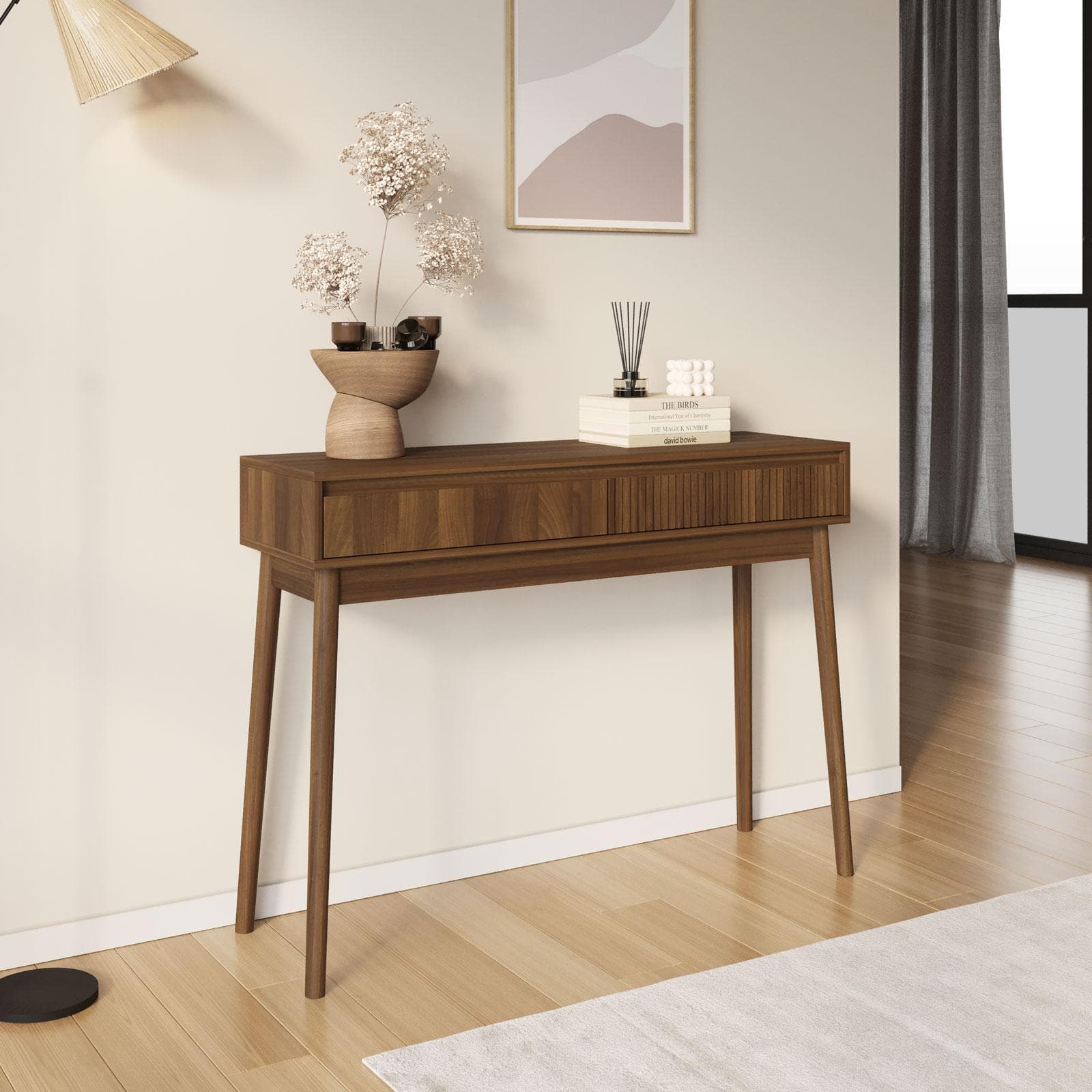Consolle 100x75h cm effetto legno noce con 2 cassetti - Monsieur
