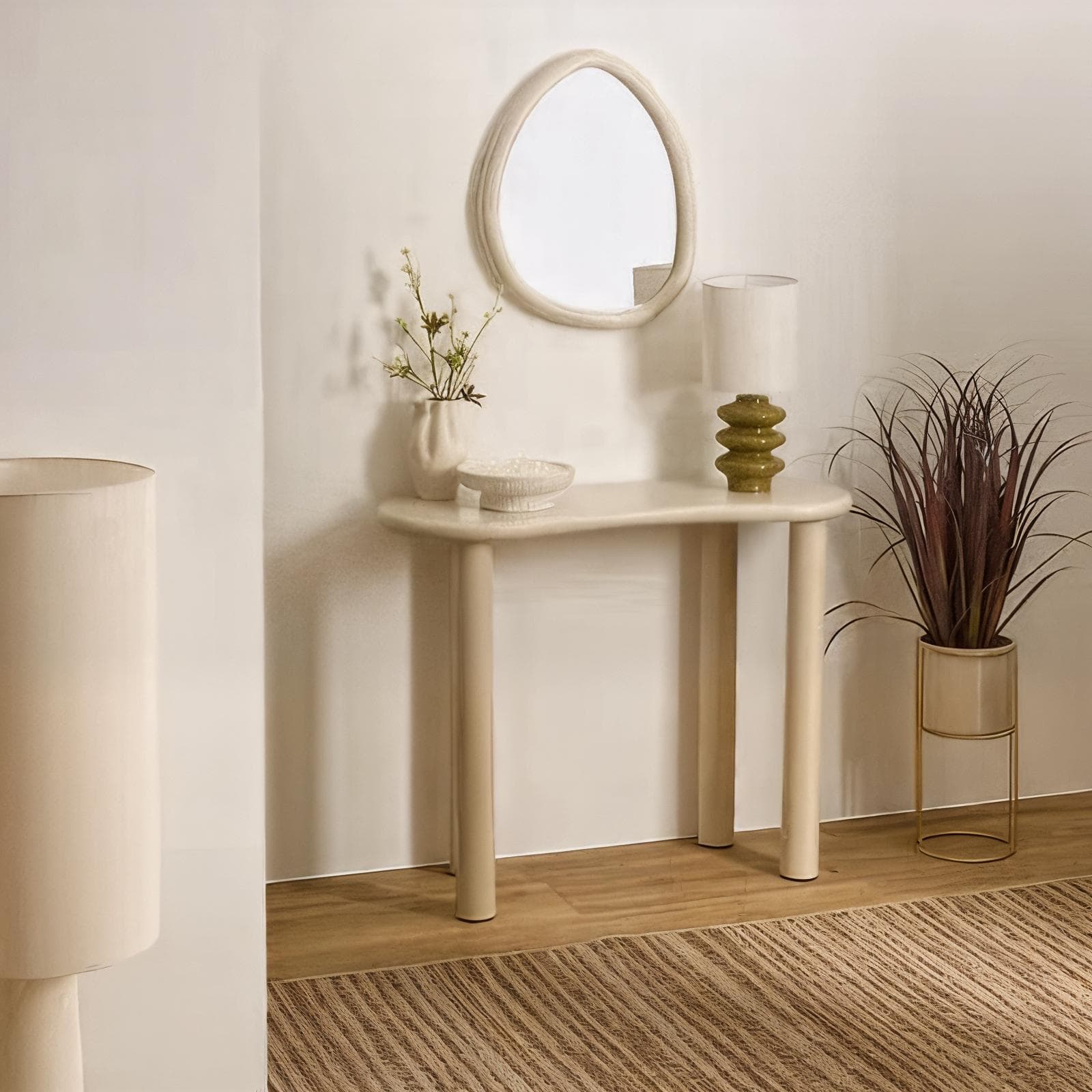 Consolle 100x80h cm in legno di pino beige semilucido - Lomea