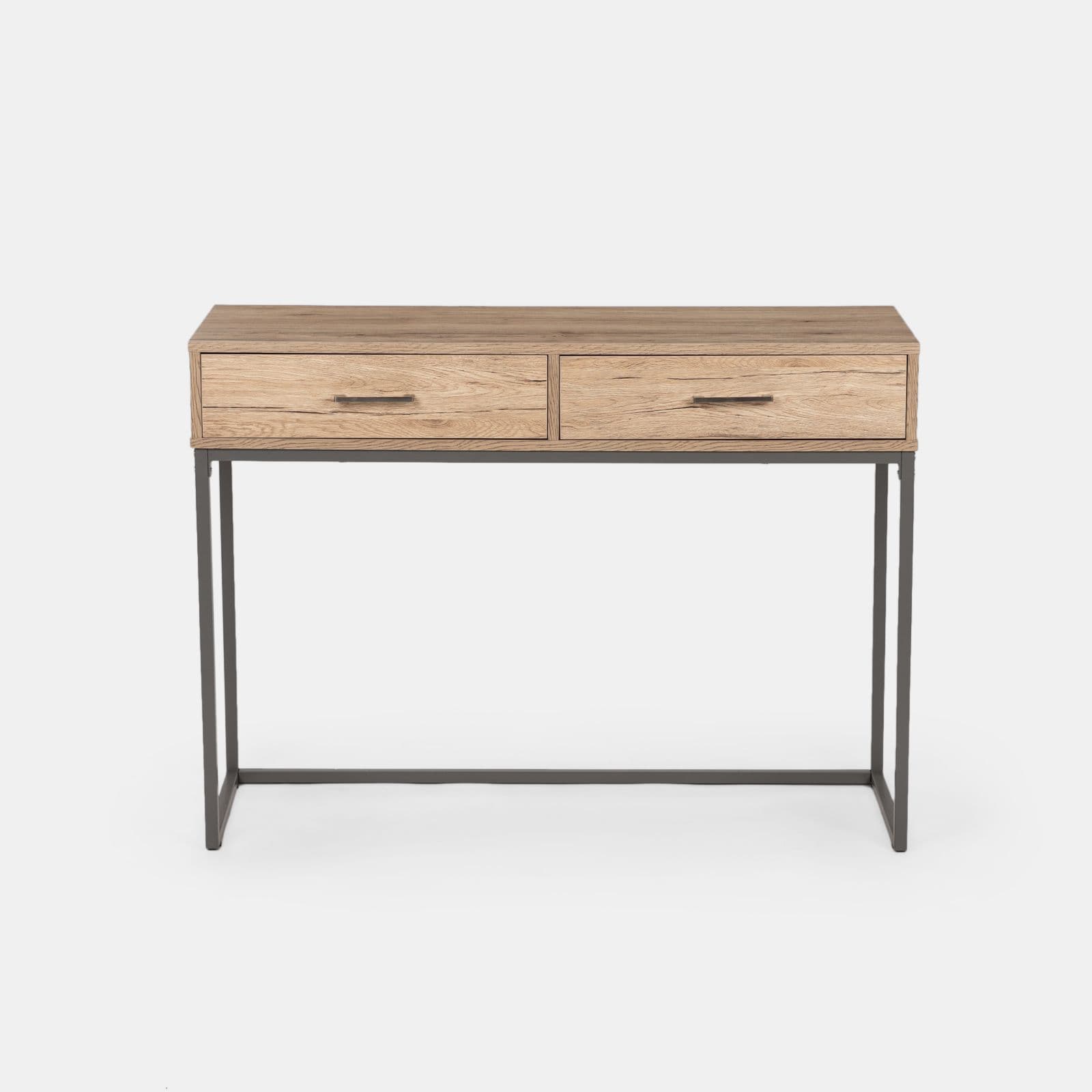 Consolle 110x80h cm in legno rovere e grigio con due cassetti - Tod