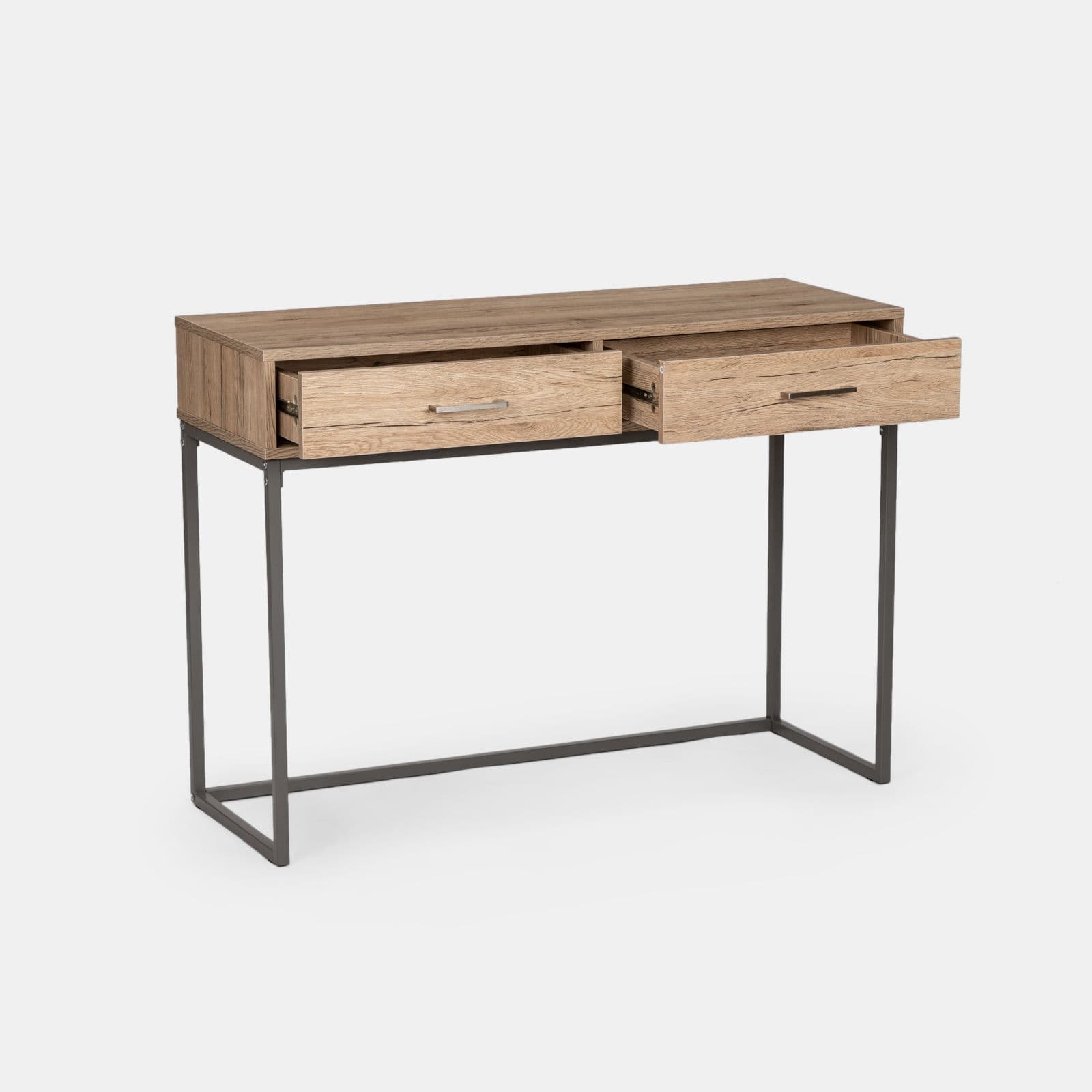 Consolle 110x80h cm in legno rovere e grigio con due cassetti - Tod