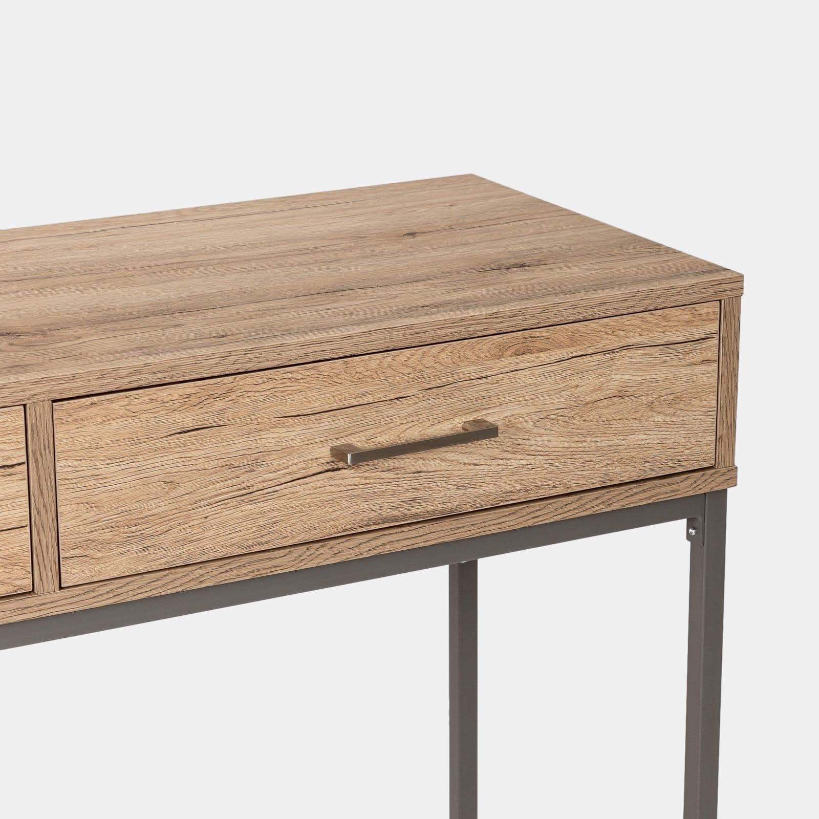 Consolle 110x80h cm in legno rovere e grigio con due cassetti - Tod