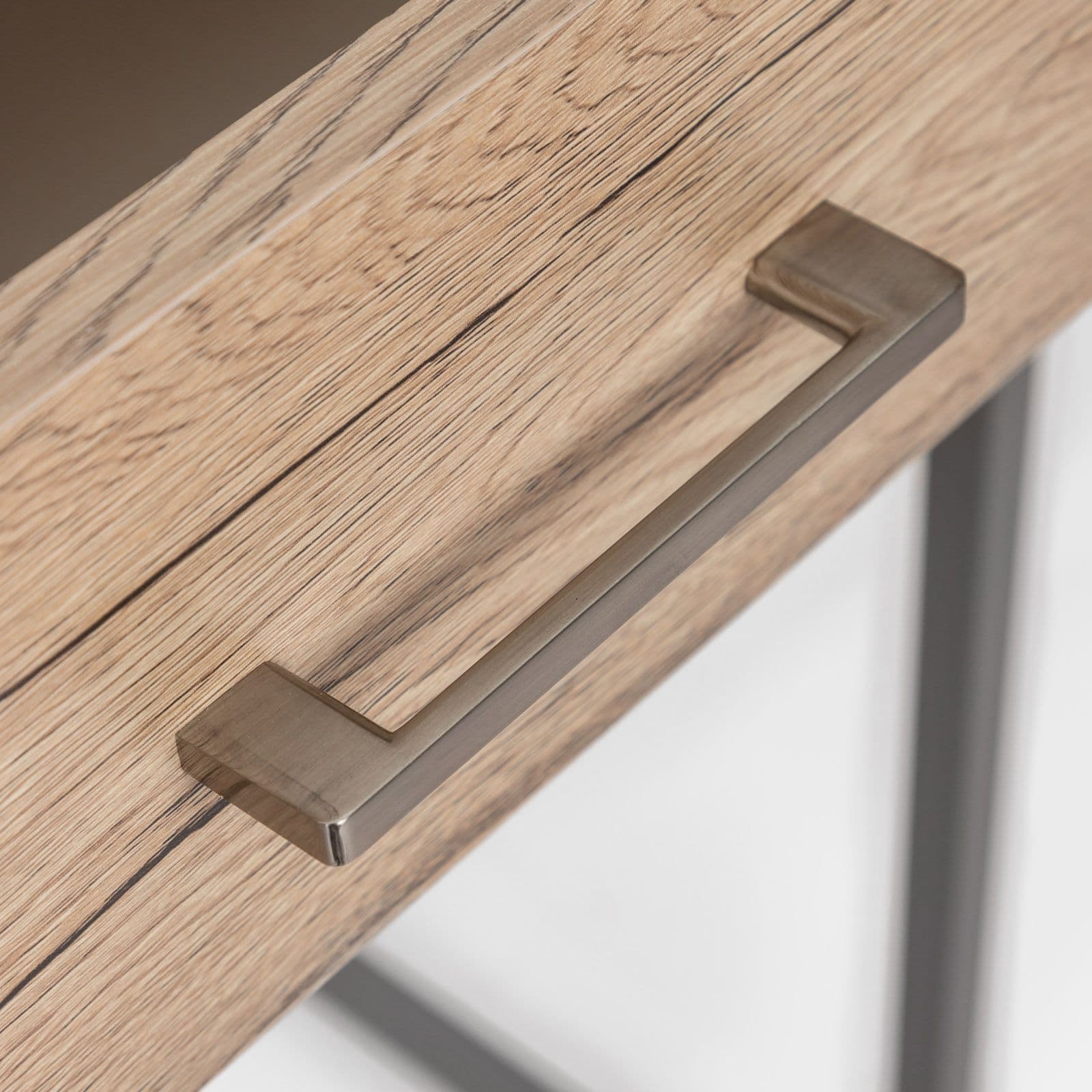 Consolle 110x80h cm in legno rovere e grigio con due cassetti - Tod