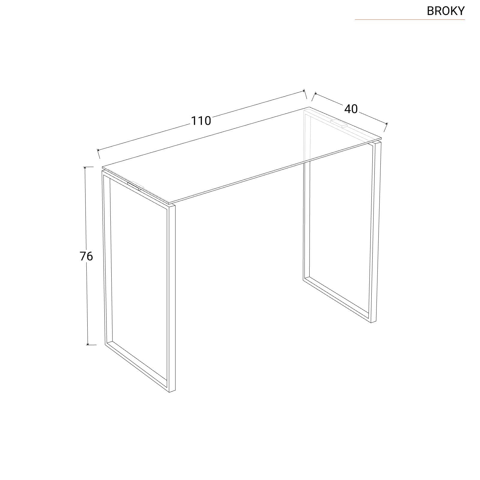 Consolle 110x40 cm con piano in vetro temperato e gambe cromo - Broky