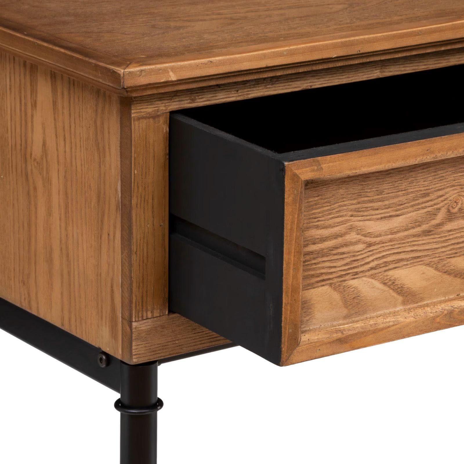 Consolle 110x85h cm in legno impiallacciato in abete e metallo con 2 cassetti - Zelanda