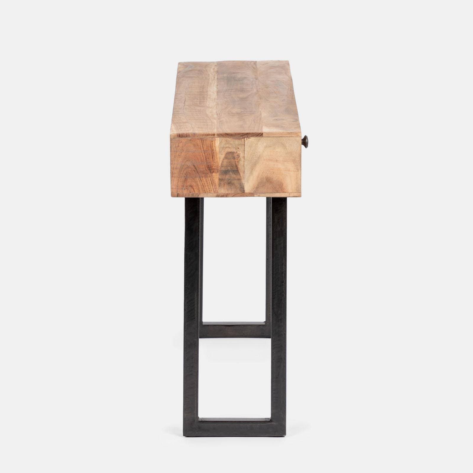 Consolle 118x75h cm in legno di acacia e metallo nero - Freia Acacia