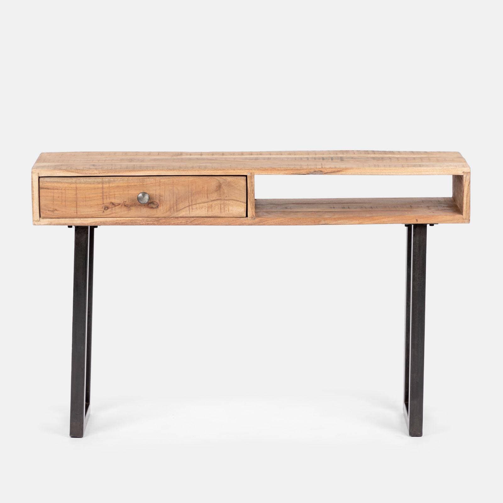 Consolle 118x75h cm in legno di acacia e metallo nero - Freia Acacia