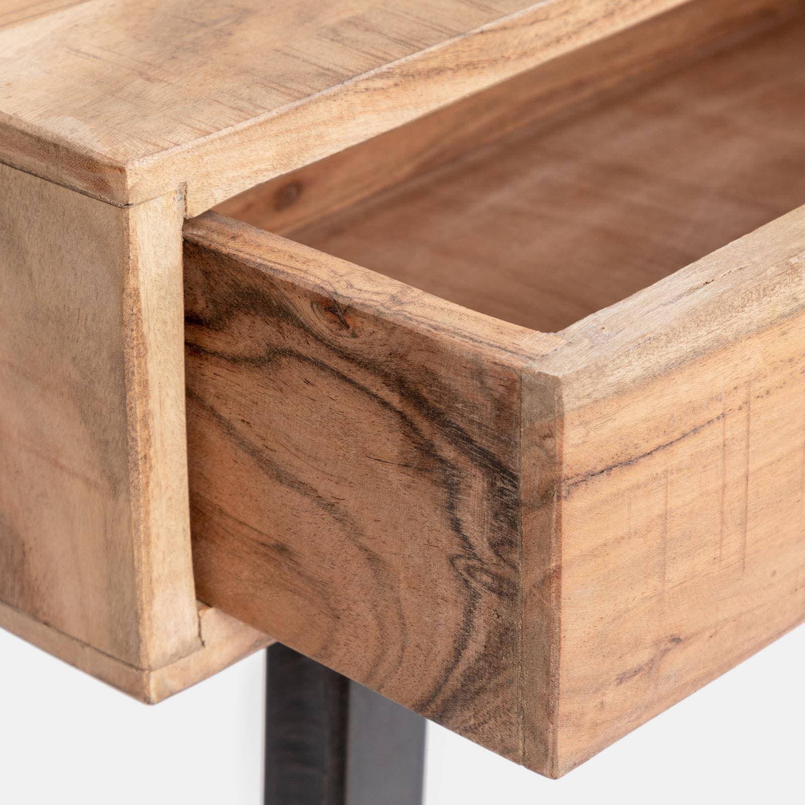 Consolle 118x75h cm in legno di acacia e metallo nero - Freia Acacia