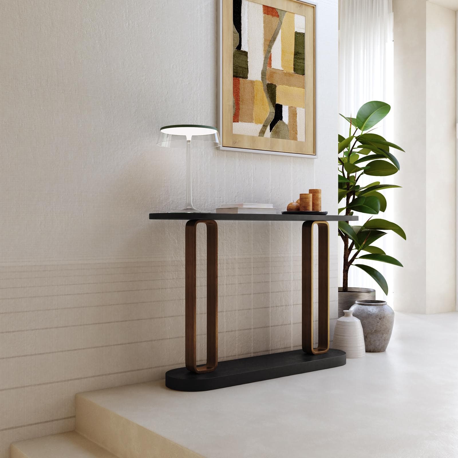 Consolle 132x83h cm in legno nero craven e metallo brun - Kirel