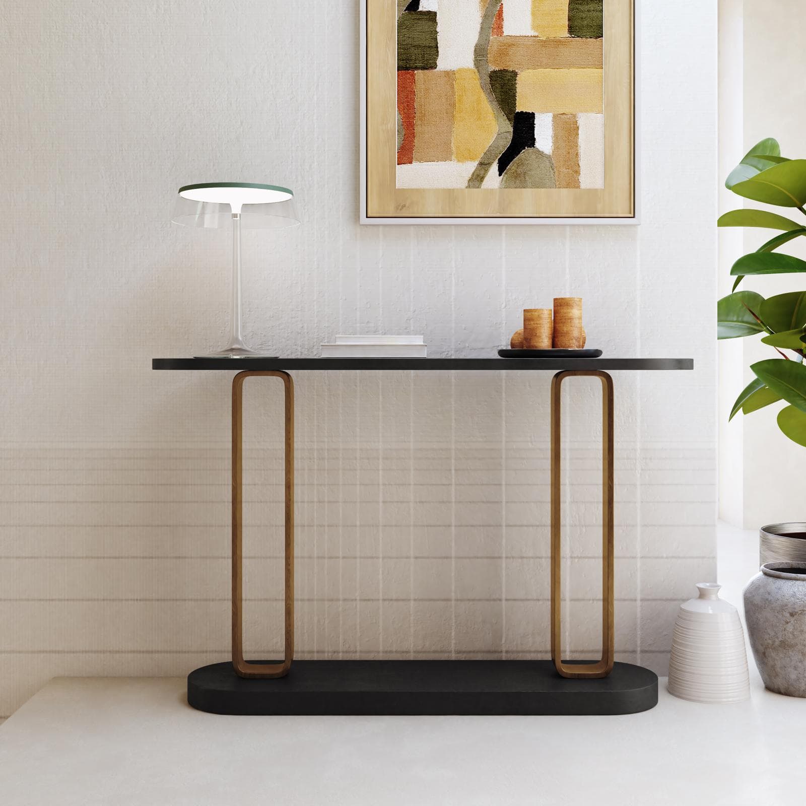 Consolle 132x83h cm in legno nero craven e metallo brun - Kirel