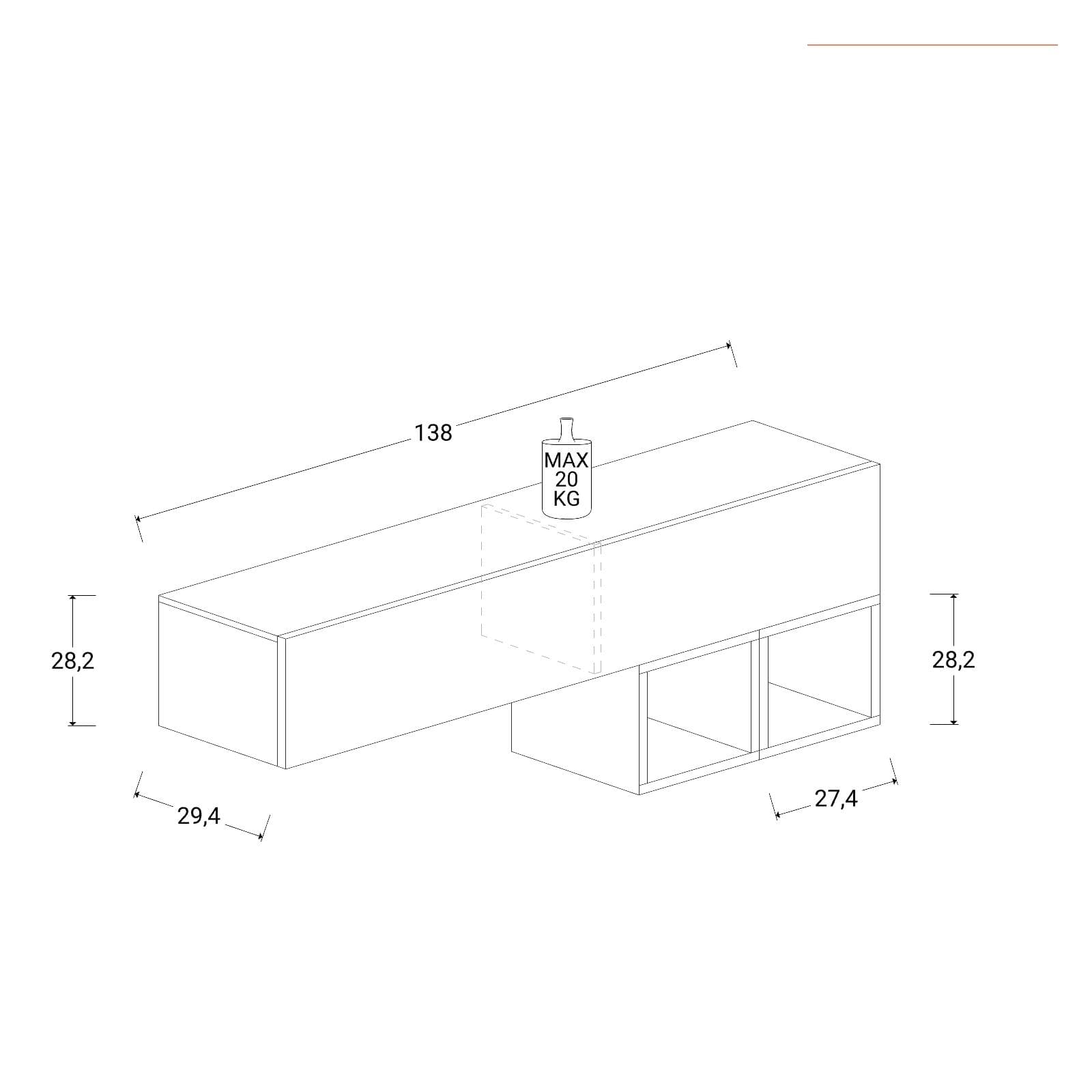 Consolle 138x29x56h cm argilla e mercure - Clary