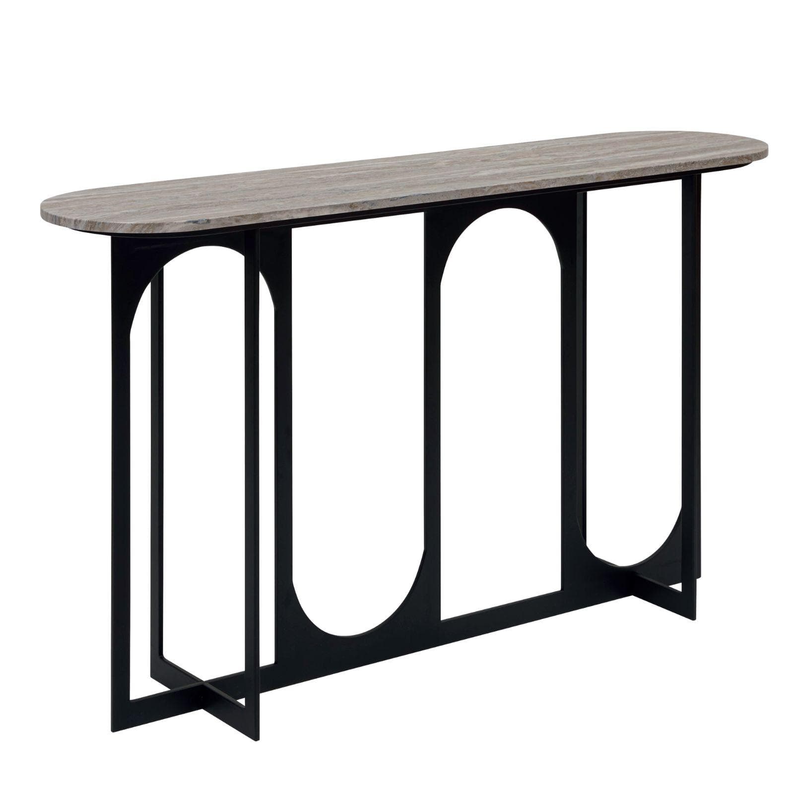 Consolle 140x80h cm in acciaio nero e top effetto marmo - Ilias