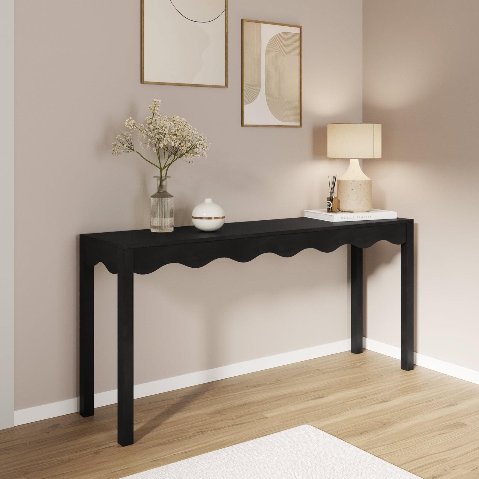 Consolle 160x40 cm in legno nero - Jasi