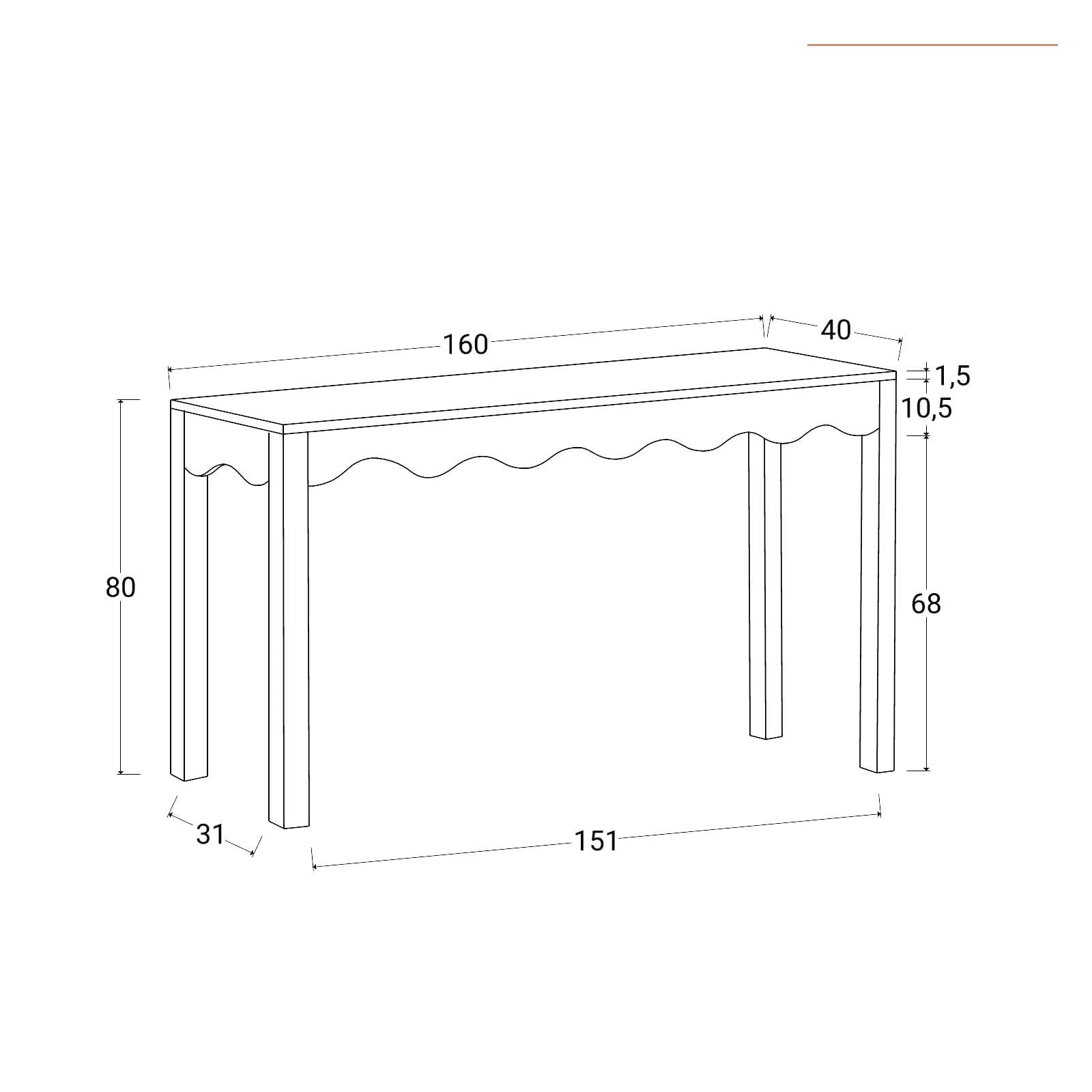Consolle 160x40 cm in legno nero - Jasi