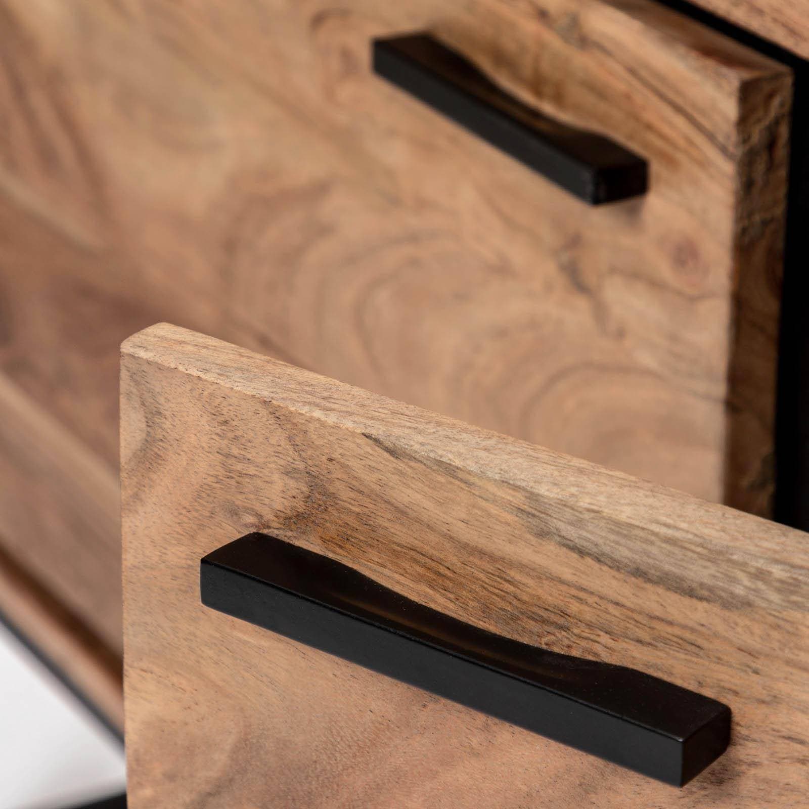 Madia 175x77h cm in legno di acacia e metallo con 3 ante - Freia Acacia