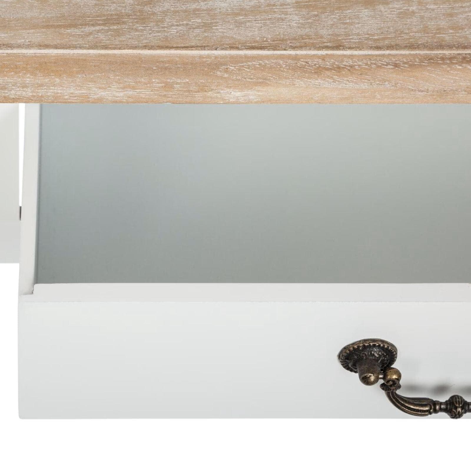 Consolle 74x135h cm in legno bianco e naturale con specchio e 3 cassetti - Nayeli