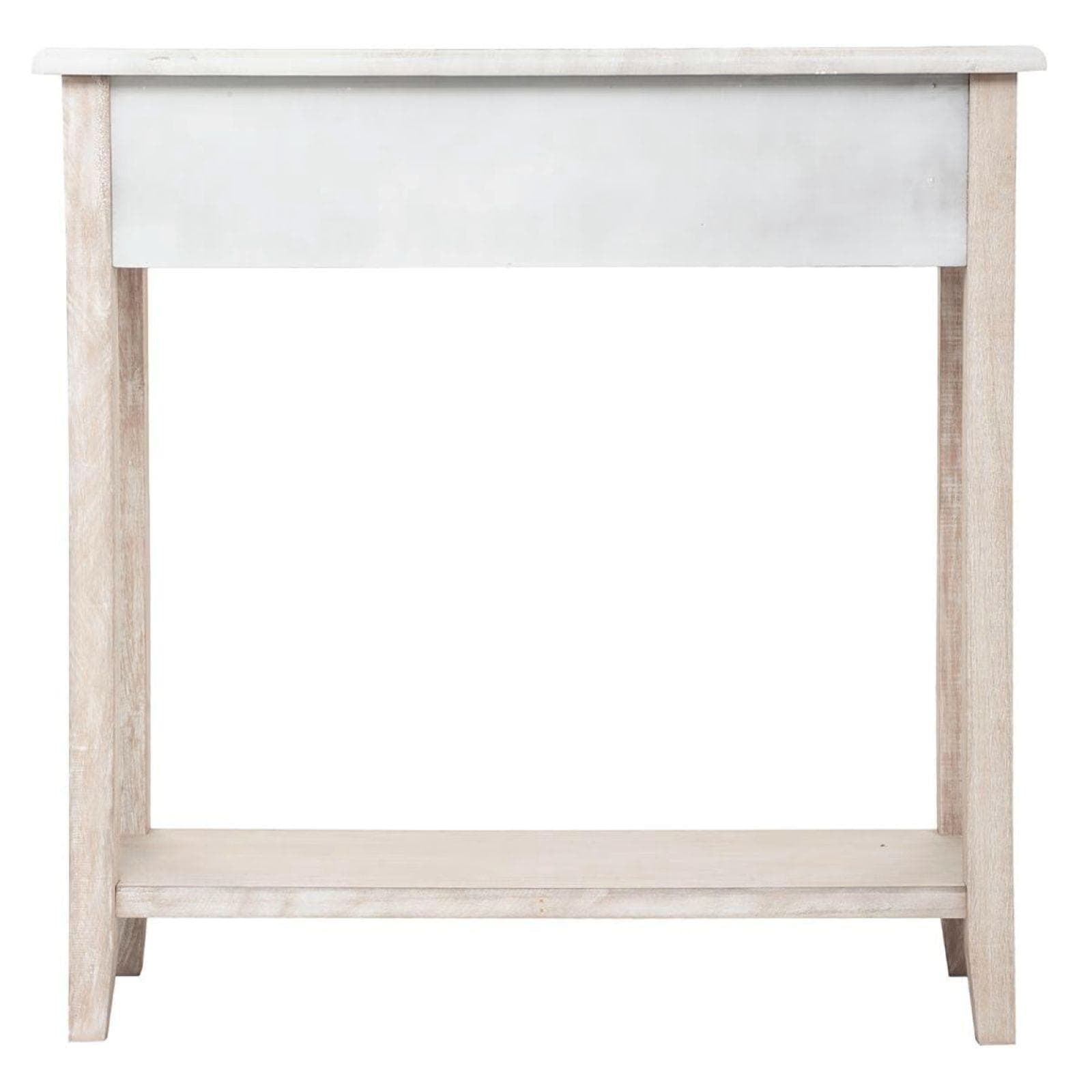 Consolle 80x80h cm in legno sbiancato con 2 cassetti decorati - Leandro